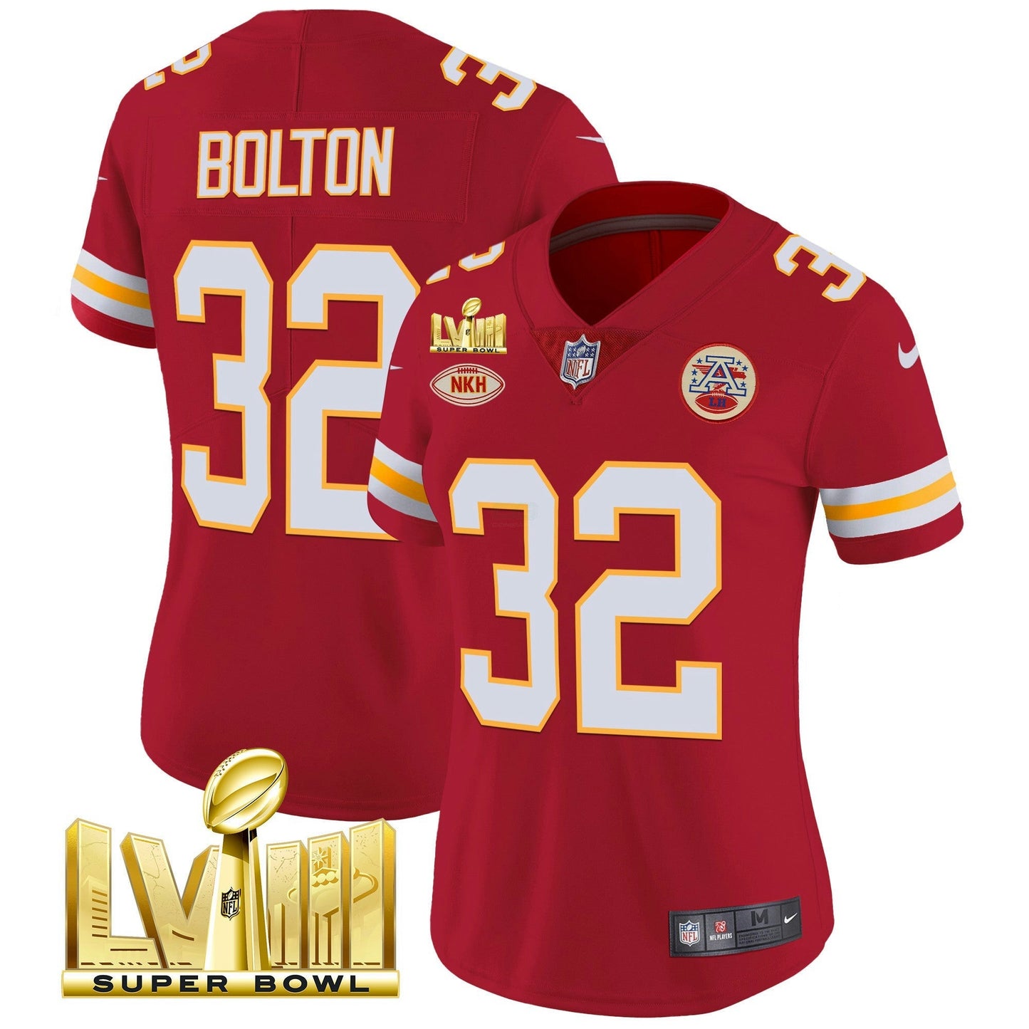 Camisa NFL Kansas City Chiefs Women’s Super Bowl LVIII Dourada Patch Vapor Jersey V2