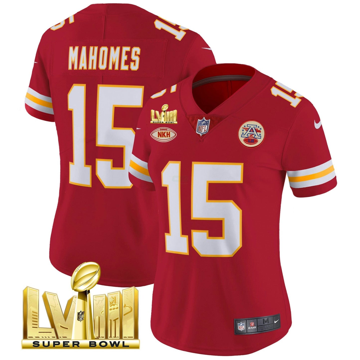 Camisa NFL Kansas City Chiefs Women’s Super Bowl LVIII Dourada Patch Vapor Jersey V2