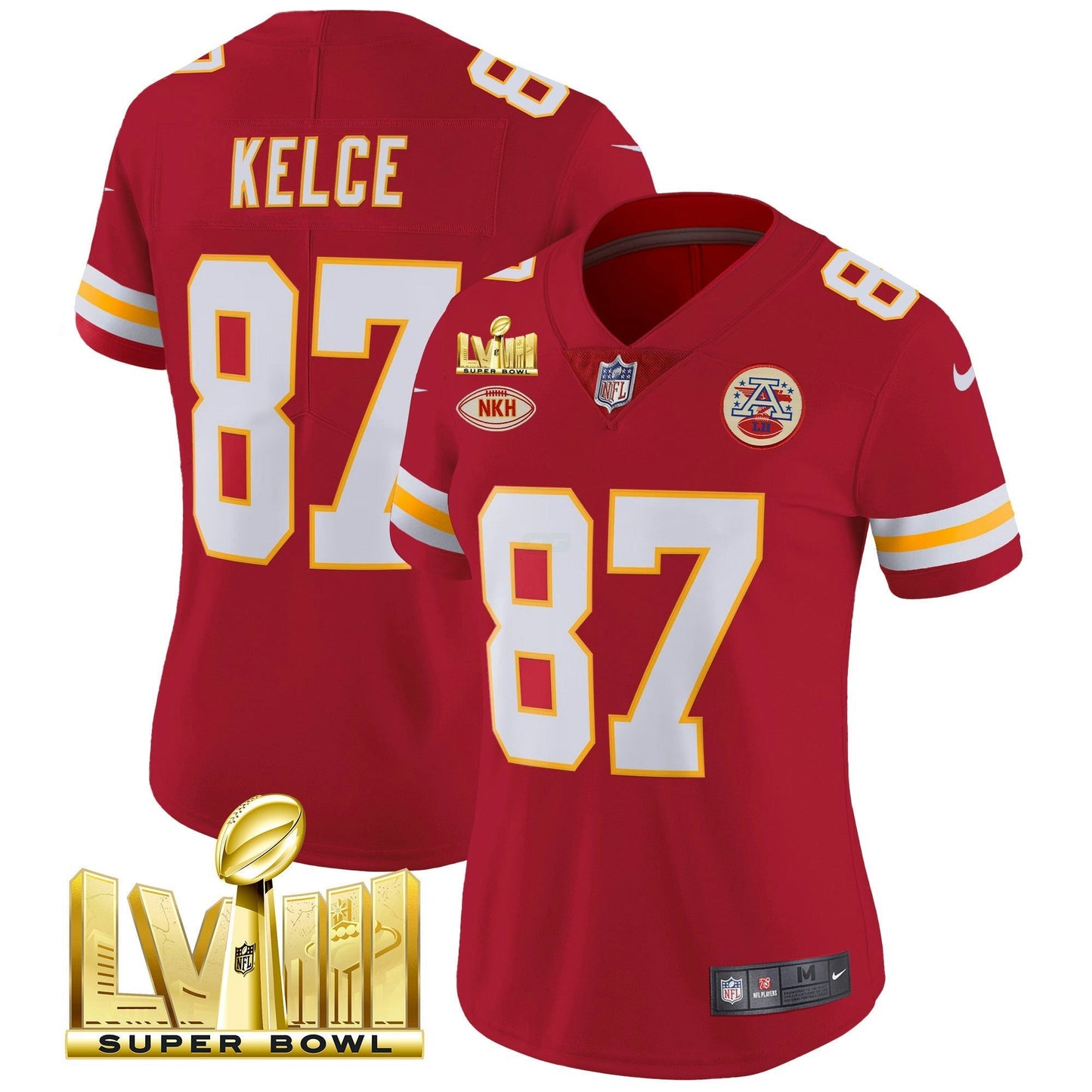 Camisa NFL Kansas City Chiefs Women’s Super Bowl LVIII Dourada Patch Vapor Jersey V2