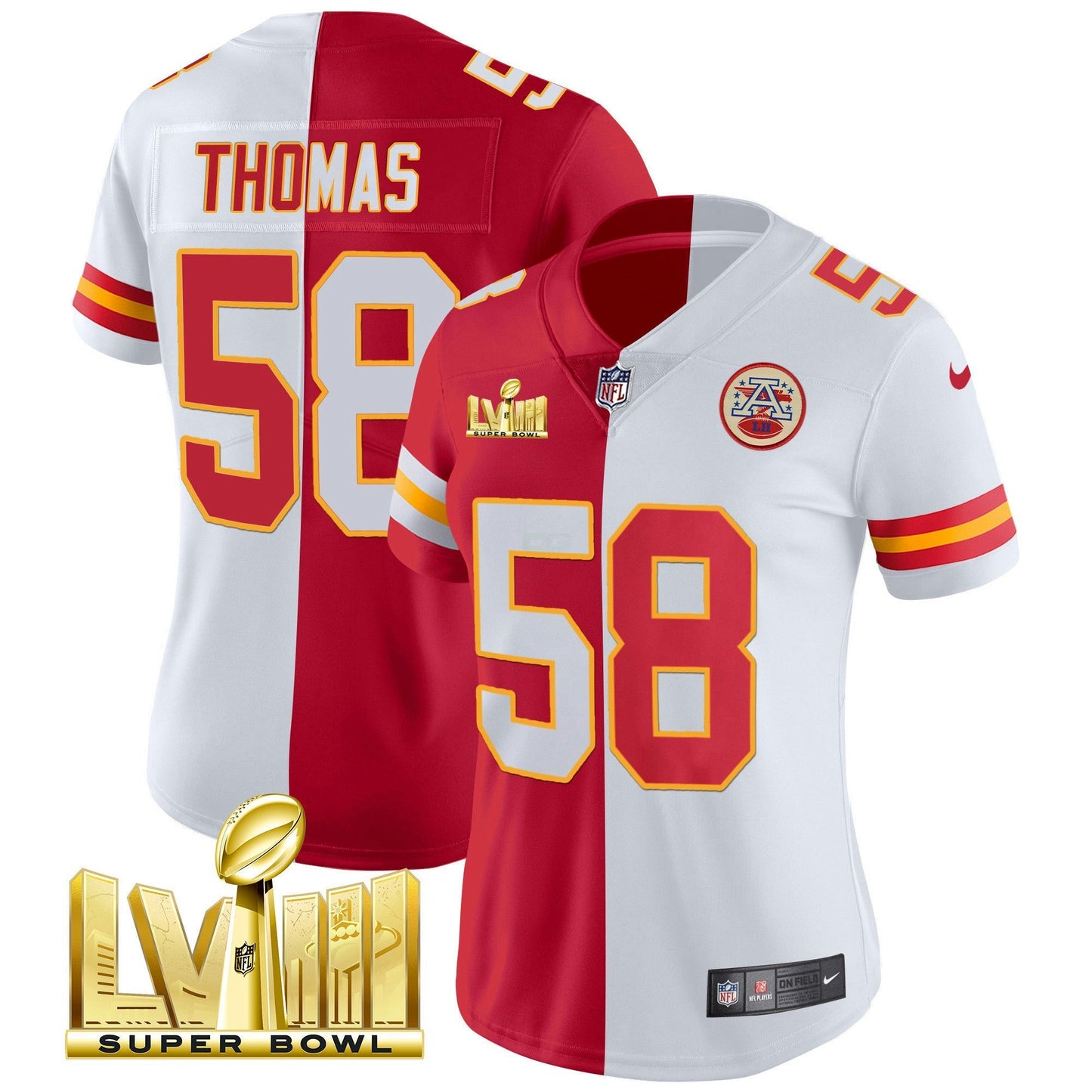 Camisa NFL Women’s Super Bowl LVIII Dourada Patch Vapor Jersey V4