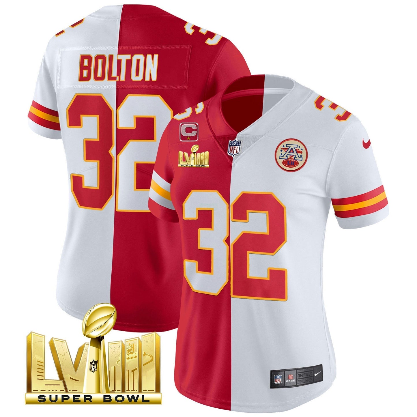 Camisa NFL Women’s Super Bowl LVIII Dourada Patch Vapor Jersey V4