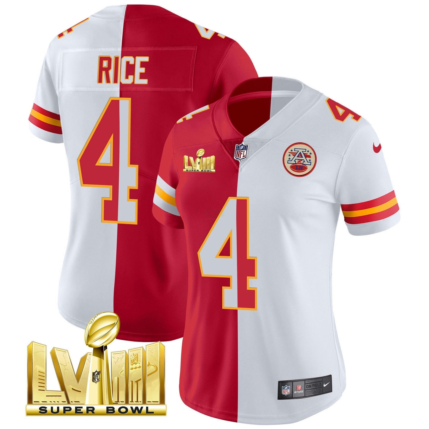 Camisa NFL Women’s Super Bowl LVIII Dourada Patch Vapor Jersey V4