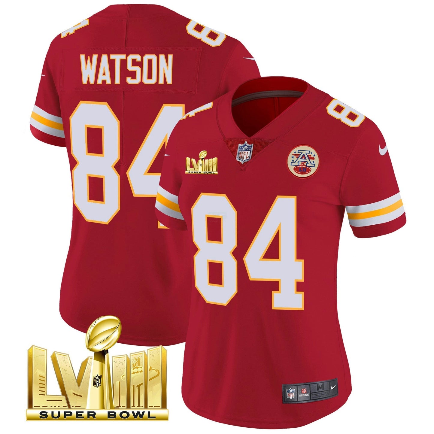 Camisa NFL Kansas City Chiefs Women’s Super Bowl LVIII Dourada Patch Vapor Jersey