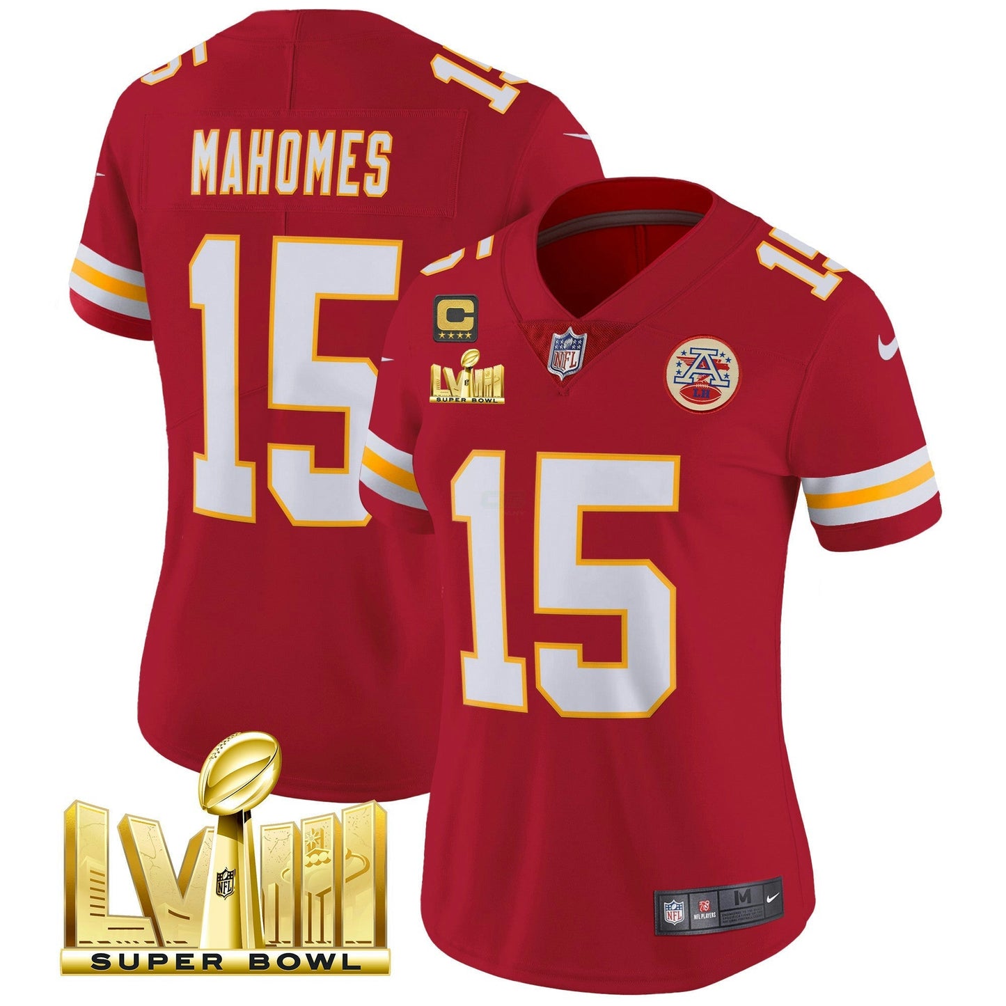 Camisa NFL Kansas City Chiefs Women’s Super Bowl LVIII Dourada Patch Vapor Jersey