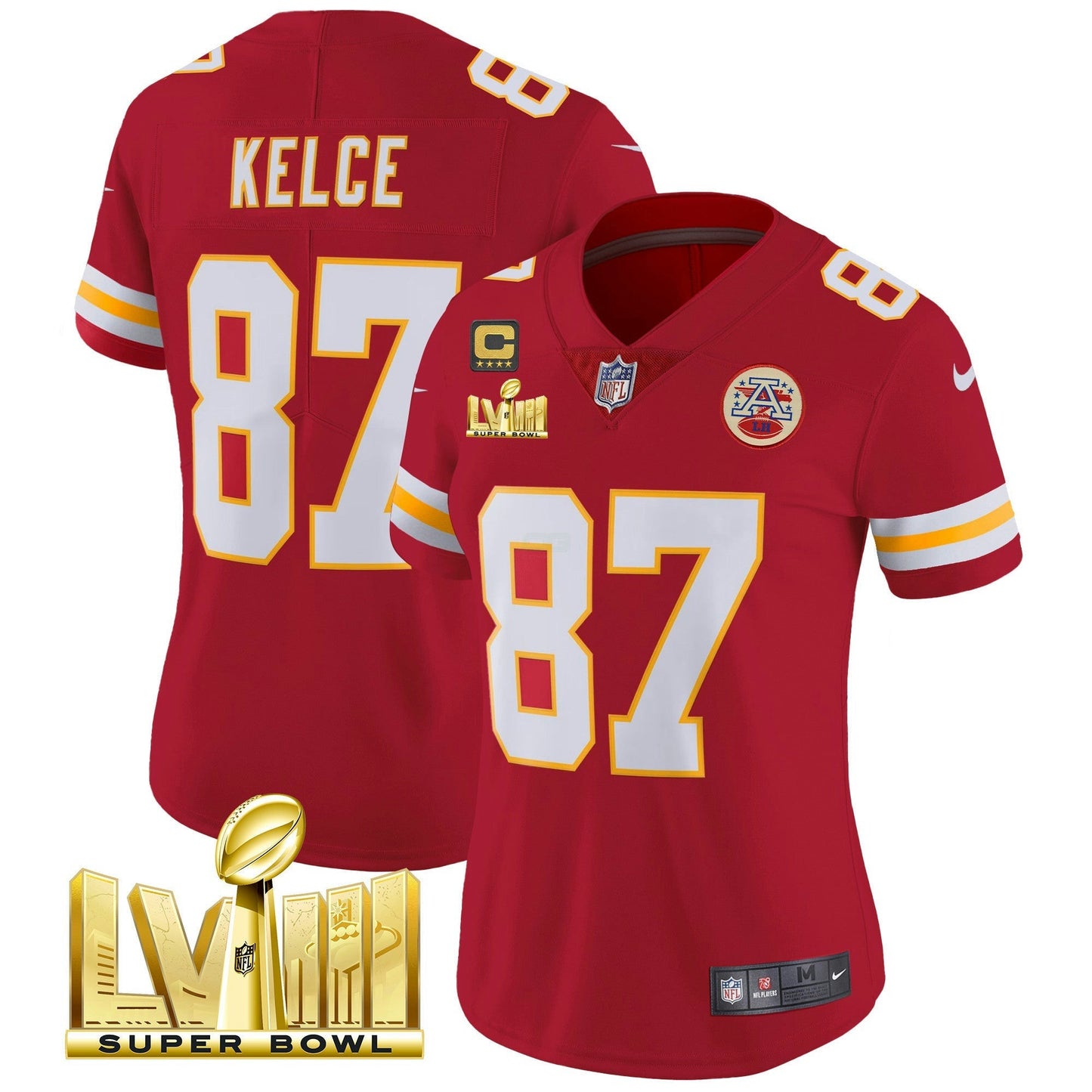 Camisa NFL Kansas City Chiefs Women’s Super Bowl LVIII Dourada Patch Vapor Jersey