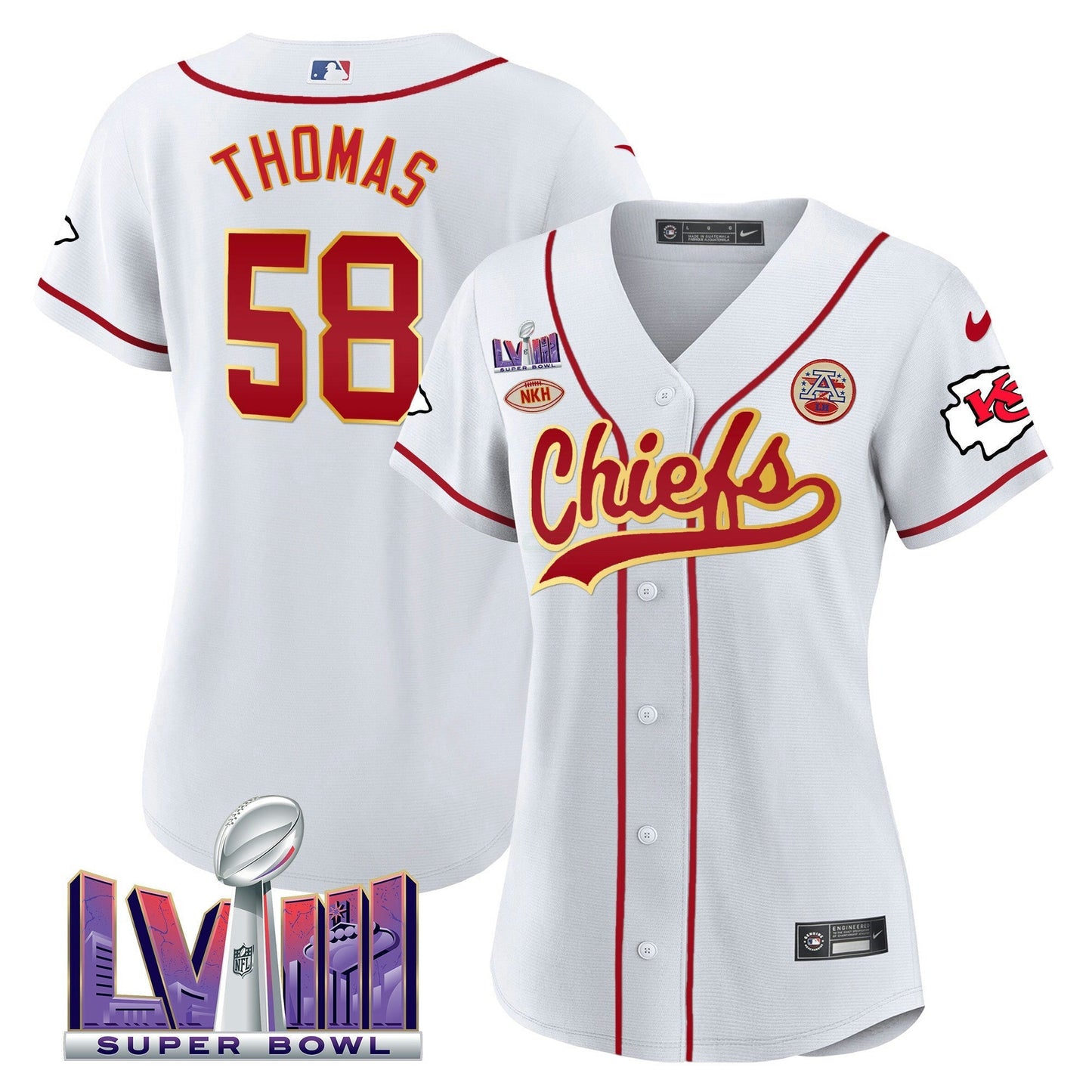 Camisa NFL Kansas City Chiefs Women’s Super Bowl LVIII Patch Jersey