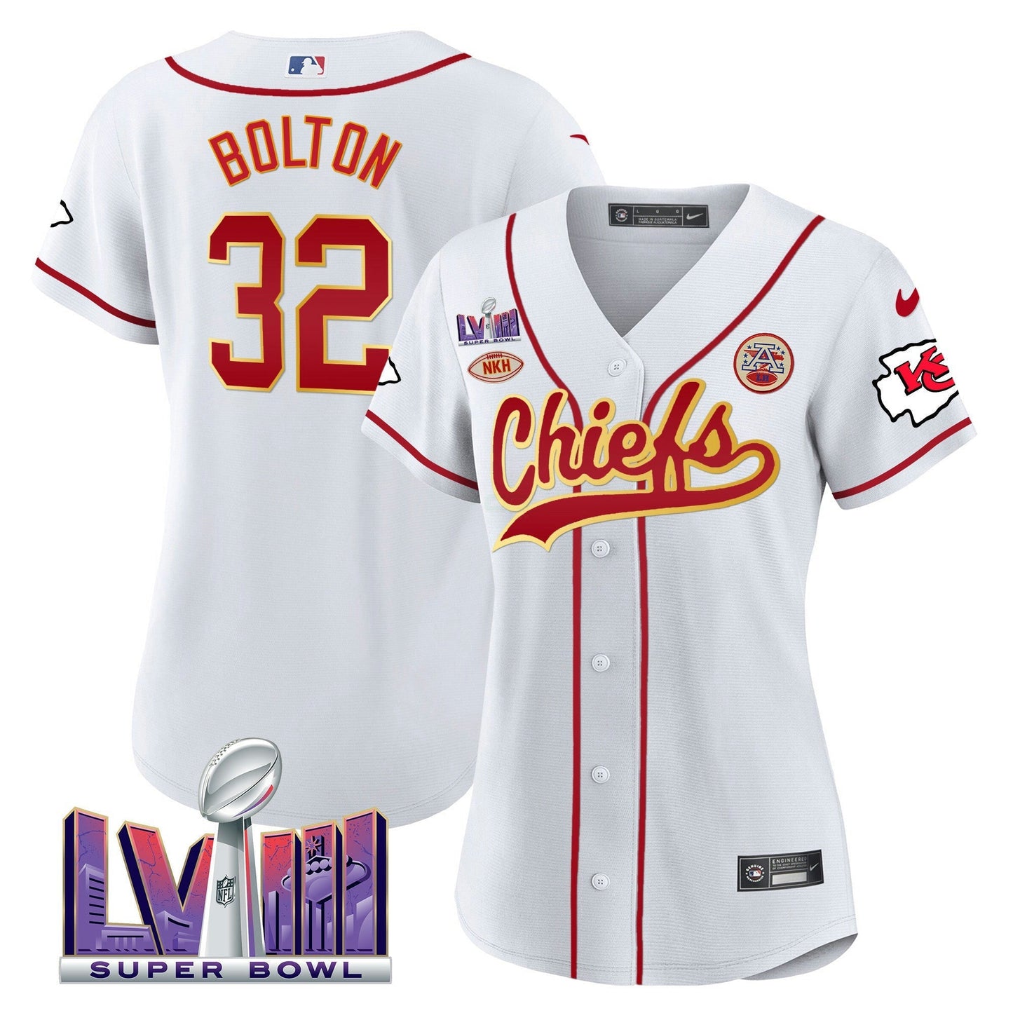 Camisa NFL Kansas City Chiefs Women’s Super Bowl LVIII Patch Jersey
