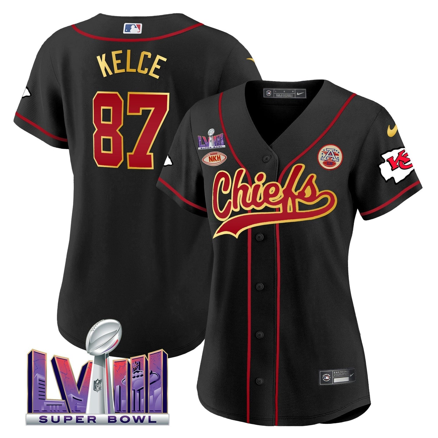 Camisa NFL Kansas City Chiefs Women’s Super Bowl LVIII Patch Jersey