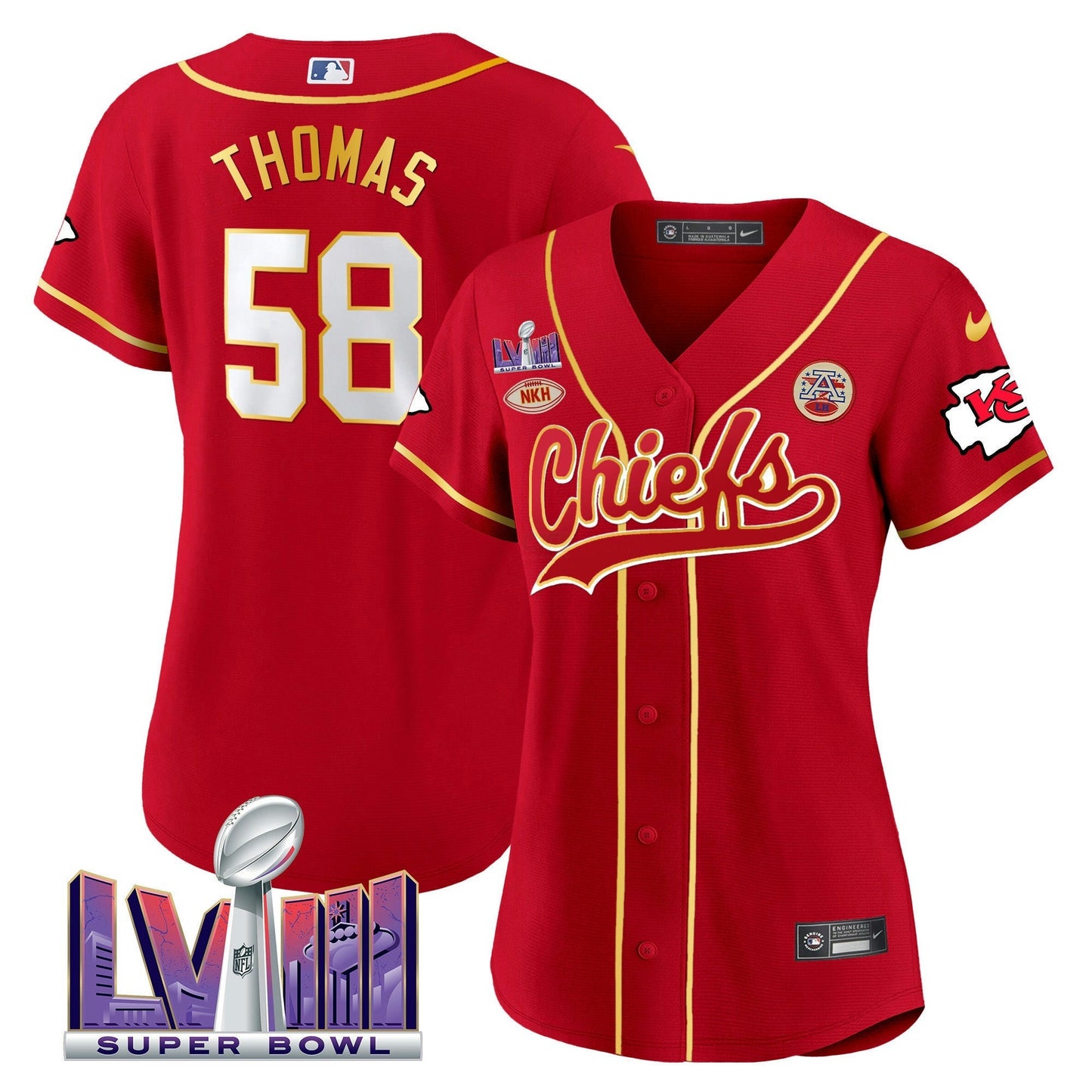 Camisa NFL Kansas City Chiefs Women’s Super Bowl LVIII Patch Jersey