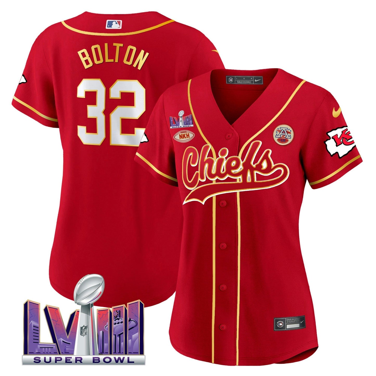 Camisa NFL Kansas City Chiefs Women’s Super Bowl LVIII Patch Jersey