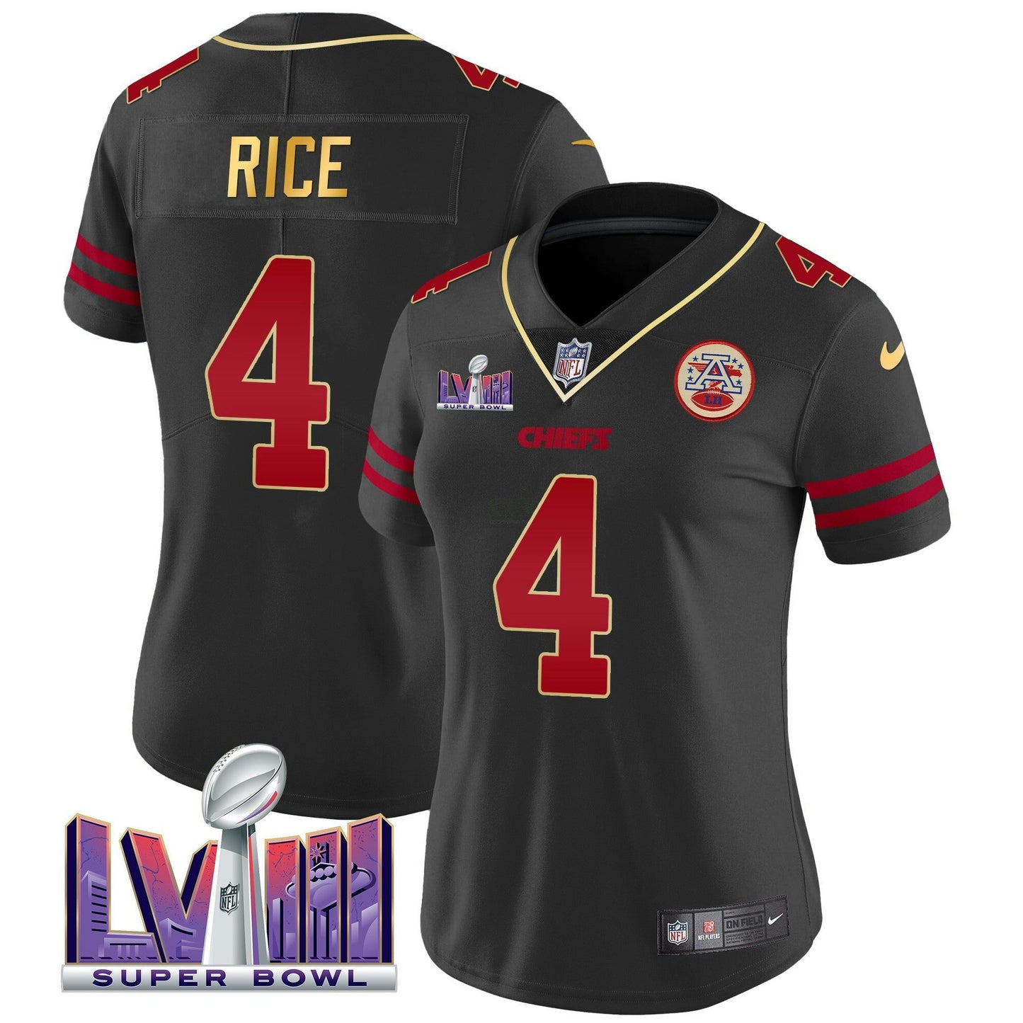 Camisa NFL Kansas City Chiefs Women’s Super Bowl LVIII Patch Vapor Jersey