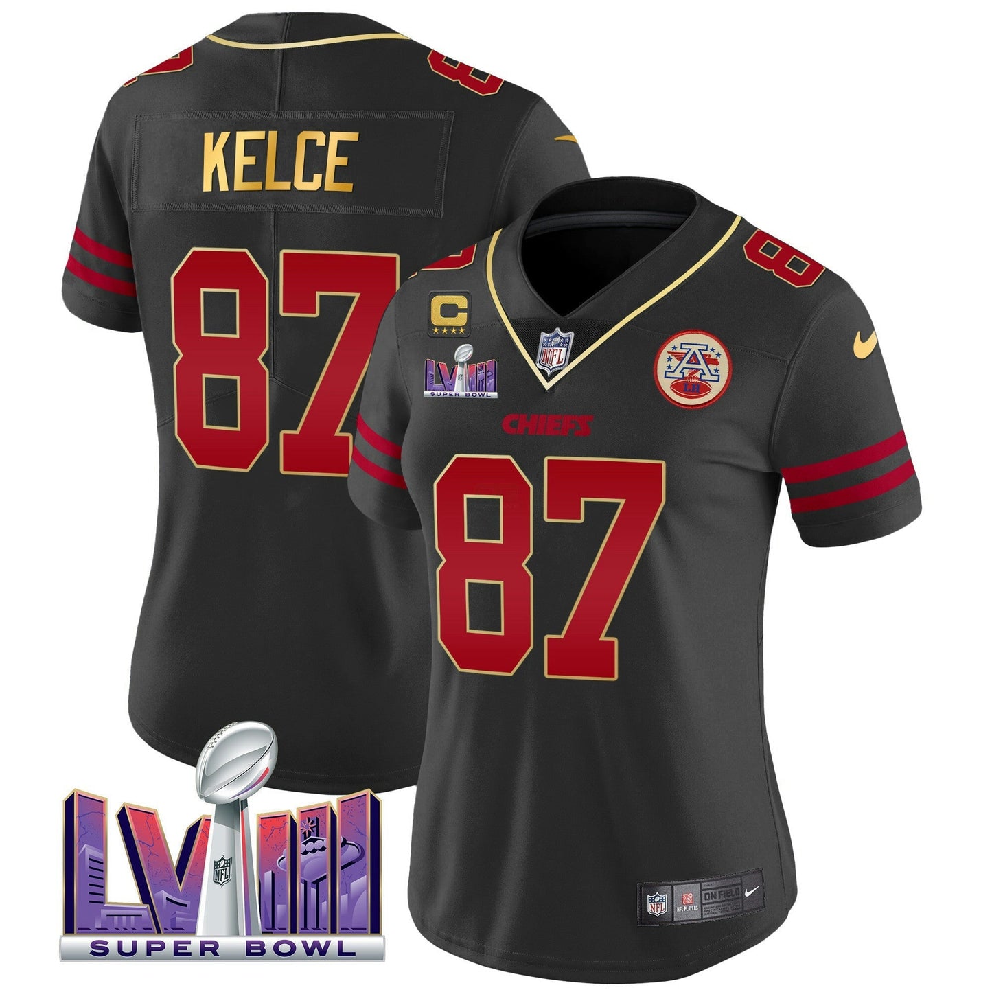 Camisa NFL Kansas City Chiefs Women’s Super Bowl LVIII Patch Vapor Jersey