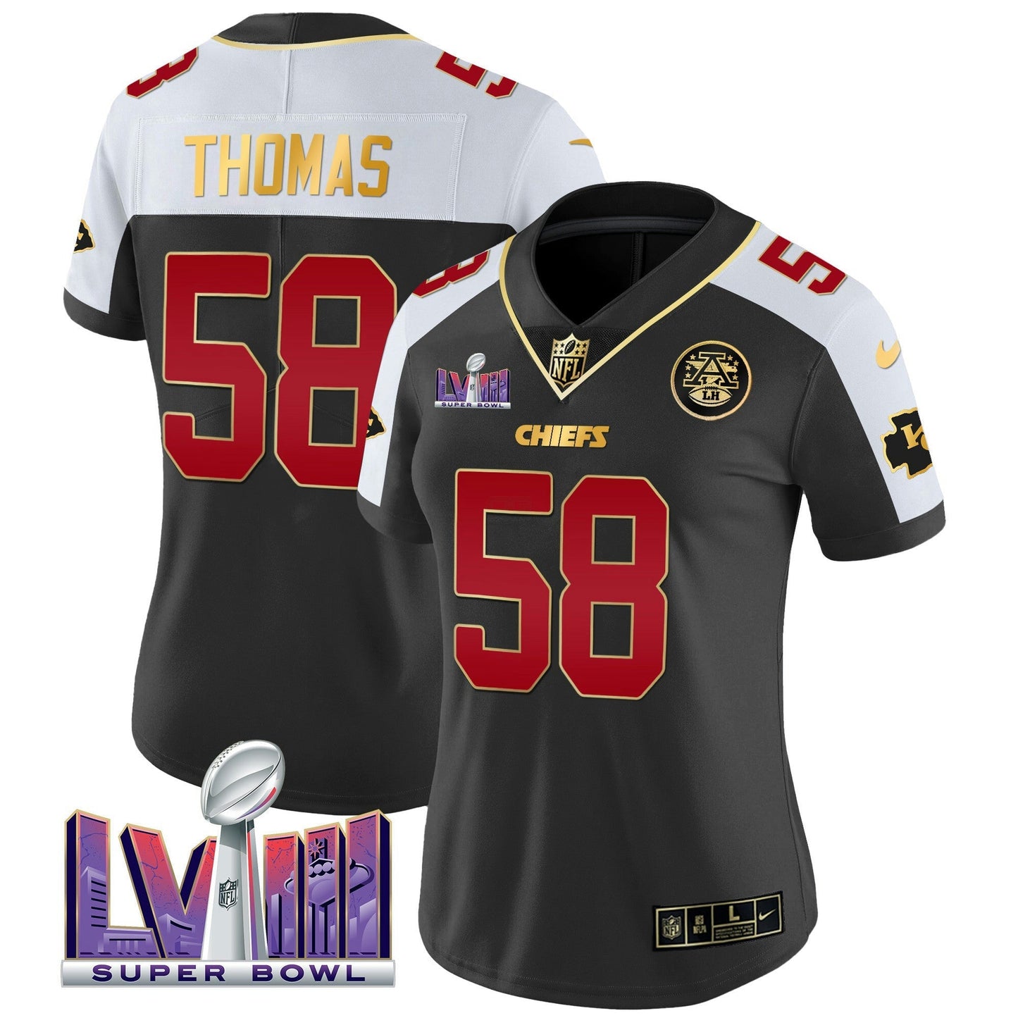 Camisa NFL Kansas City Chiefs Women’s Super Bowl LVIII Patch Vapor Jersey