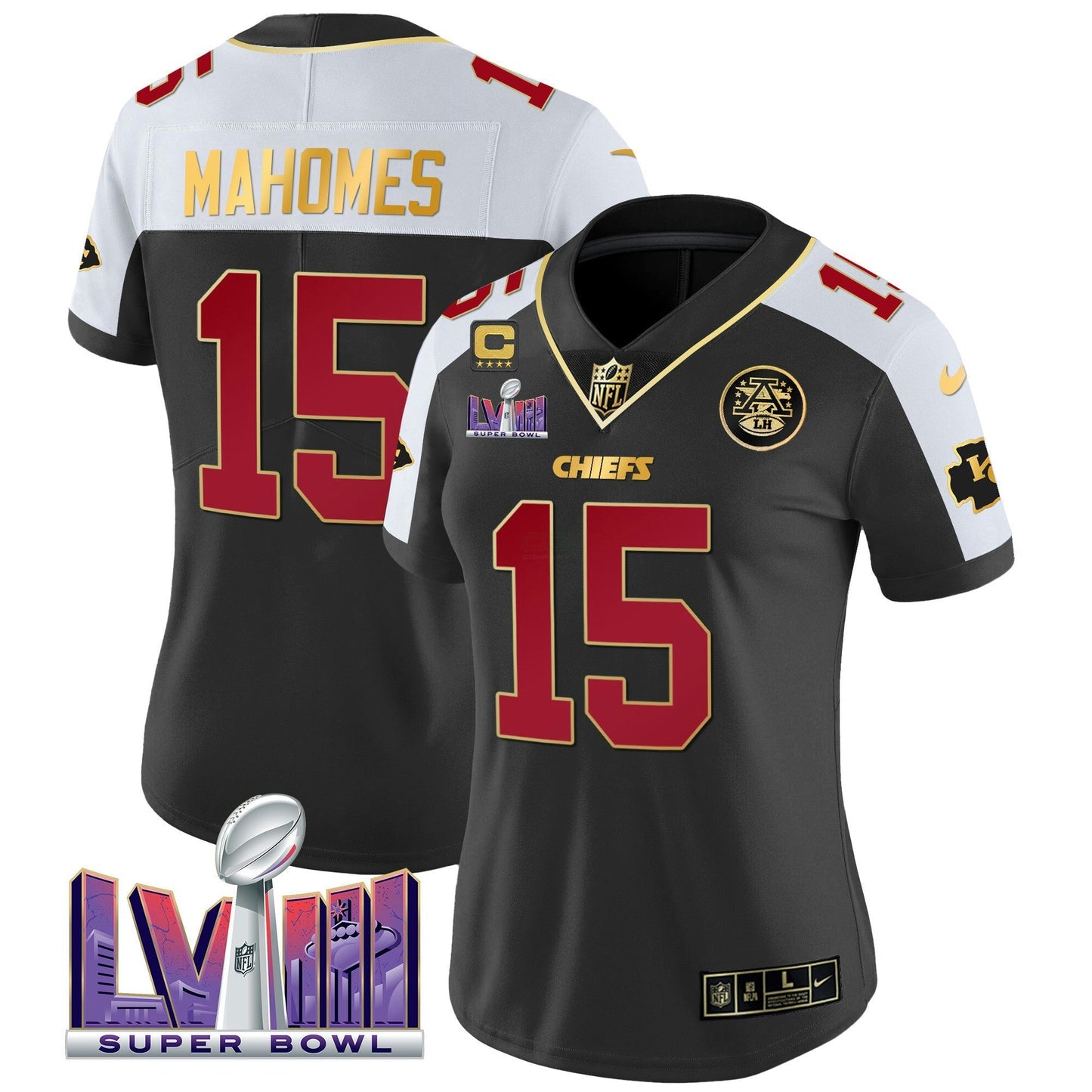 Camisa NFL Kansas City Chiefs Women’s Super Bowl LVIII Patch Vapor Jersey