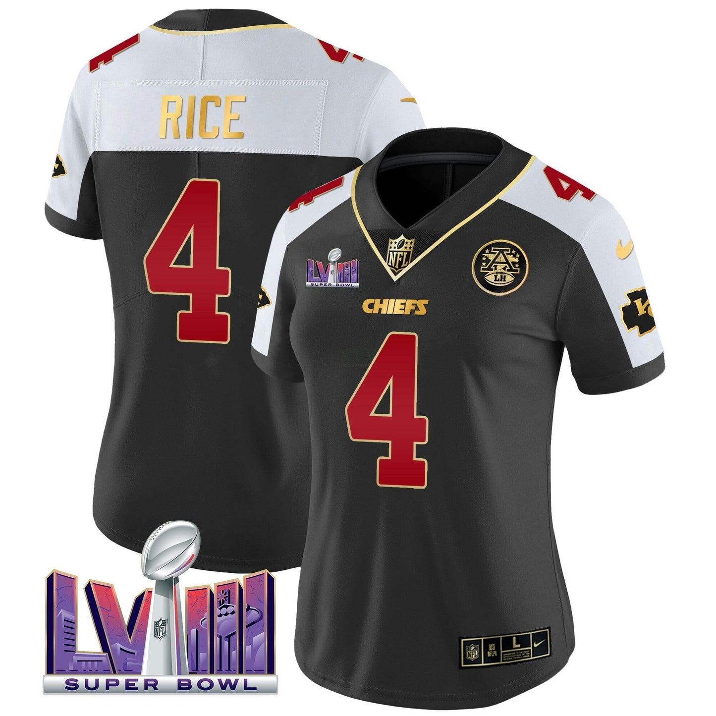 Camisa NFL Kansas City Chiefs Women’s Super Bowl LVIII Patch Vapor Jersey
