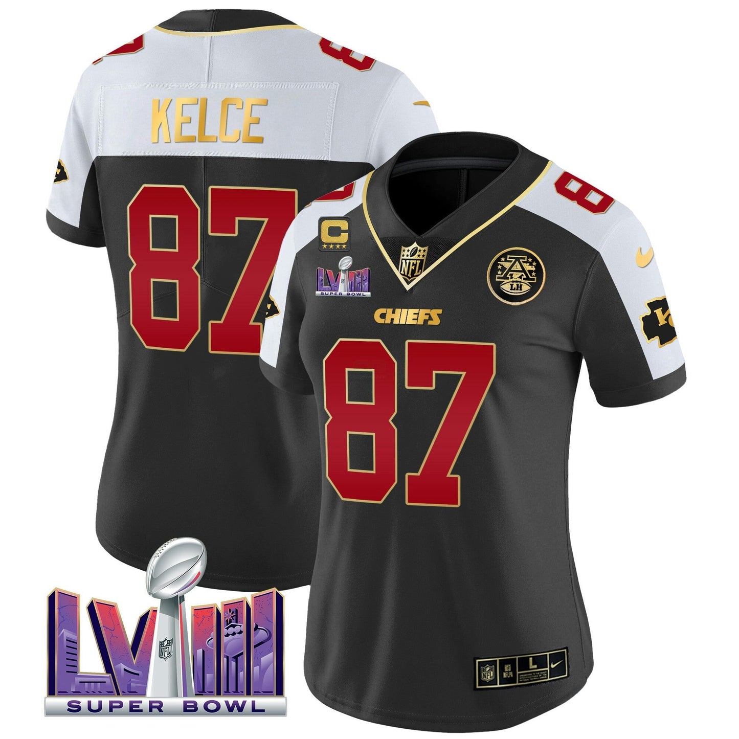 Camisa NFL Kansas City Chiefs Women’s Super Bowl LVIII Patch Vapor Jersey