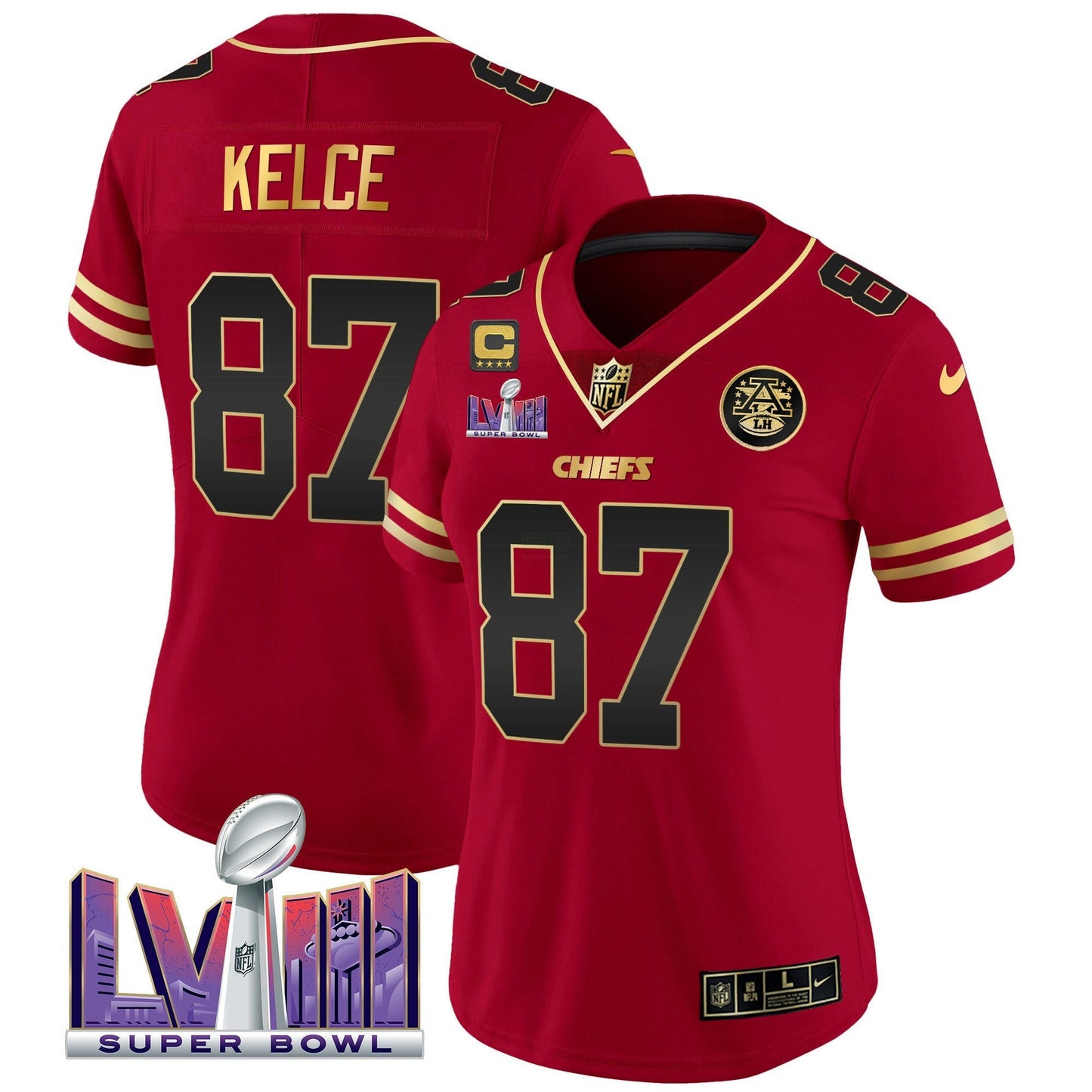 Camisa NFL Kansas City Chiefs Women’s Super Bowl LVIII Patch Vapor Jersey
