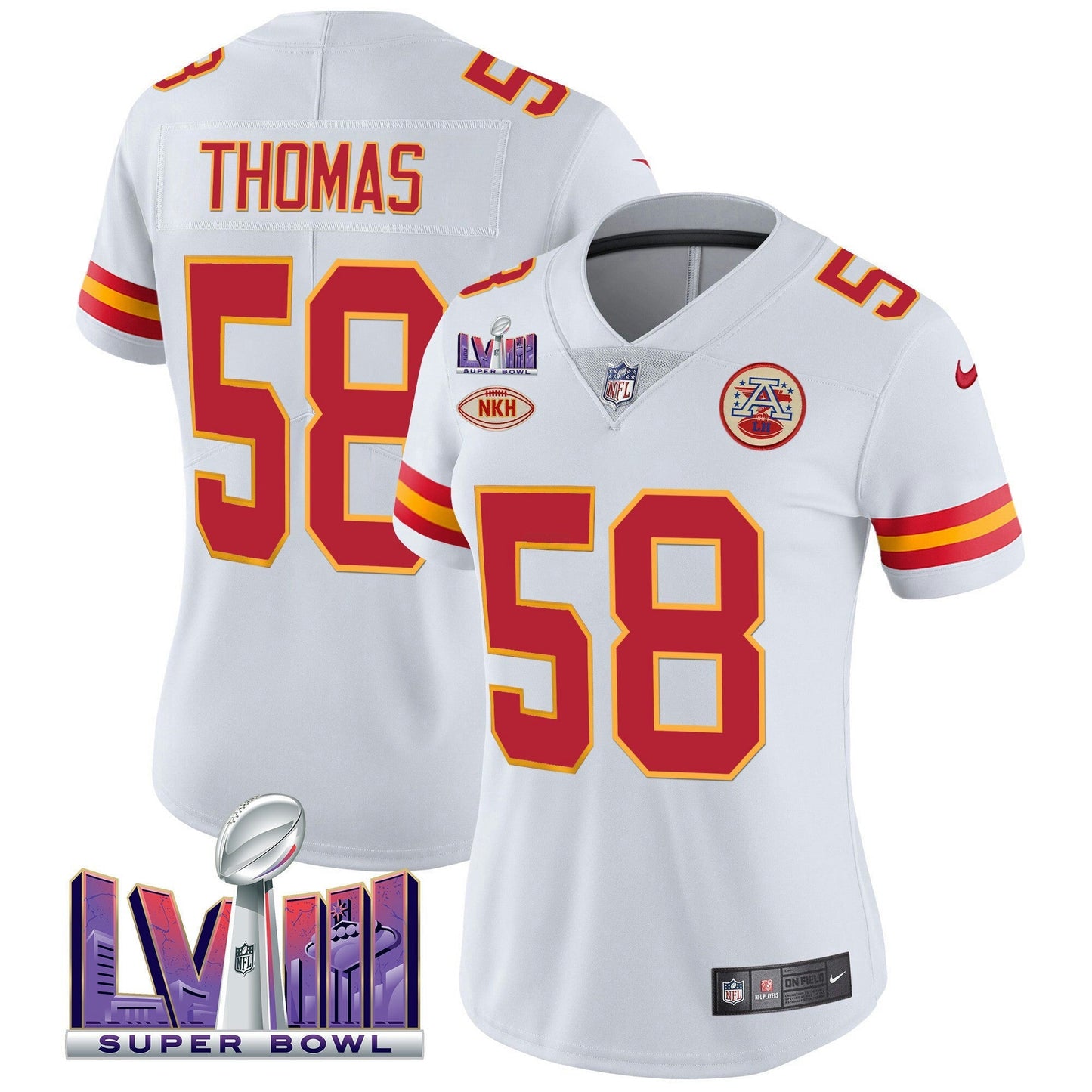 Camisa NFL Kansas City Chiefs Women’s Super Bowl LVIII Patch Vapor Jersey V2