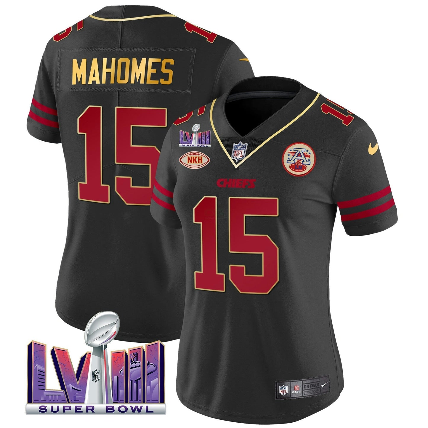 Camisa NFL Kansas City Chiefs Women’s Super Bowl LVIII Patch Vapor Jersey V2
