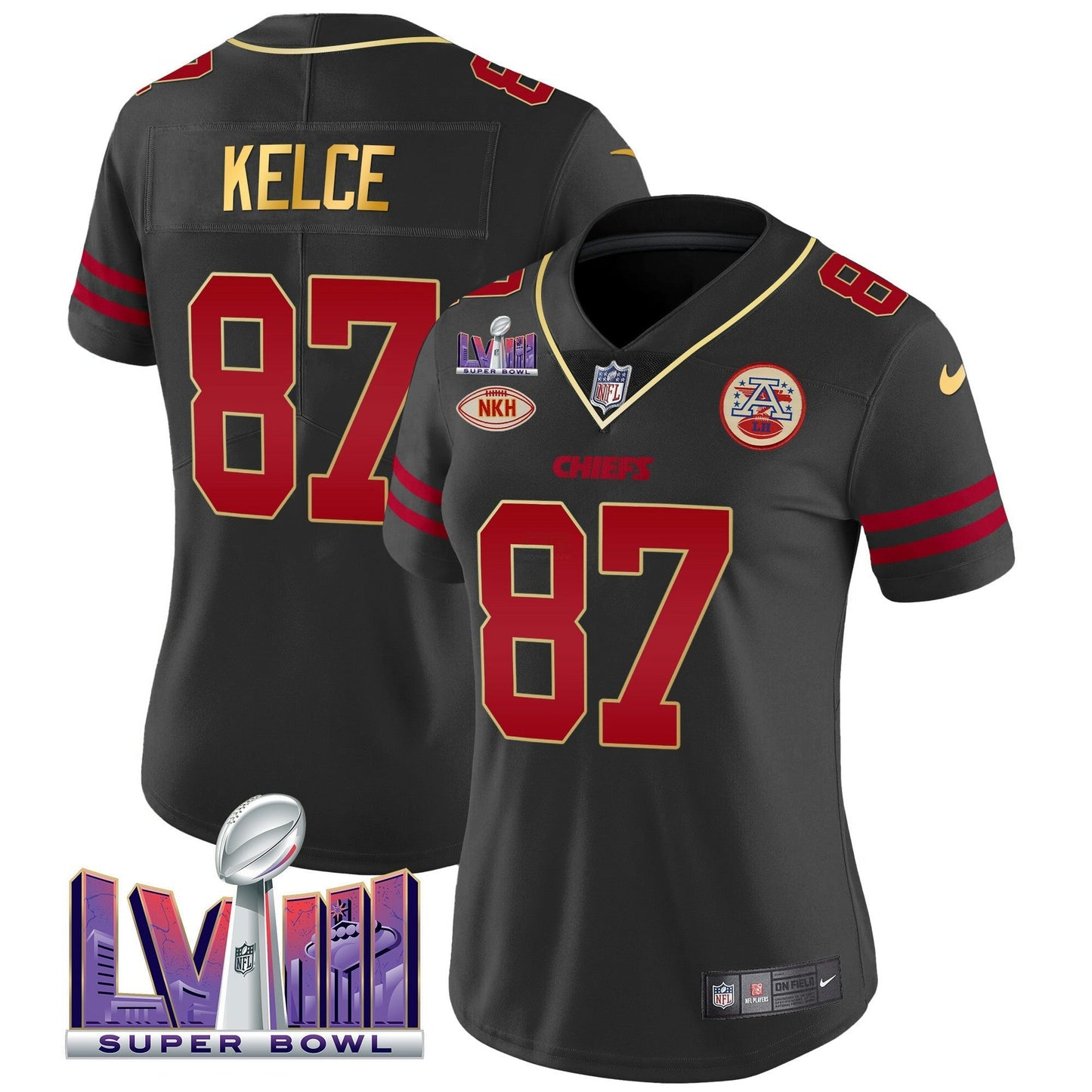 Camisa NFL Kansas City Chiefs Women’s Super Bowl LVIII Patch Vapor Jersey V2