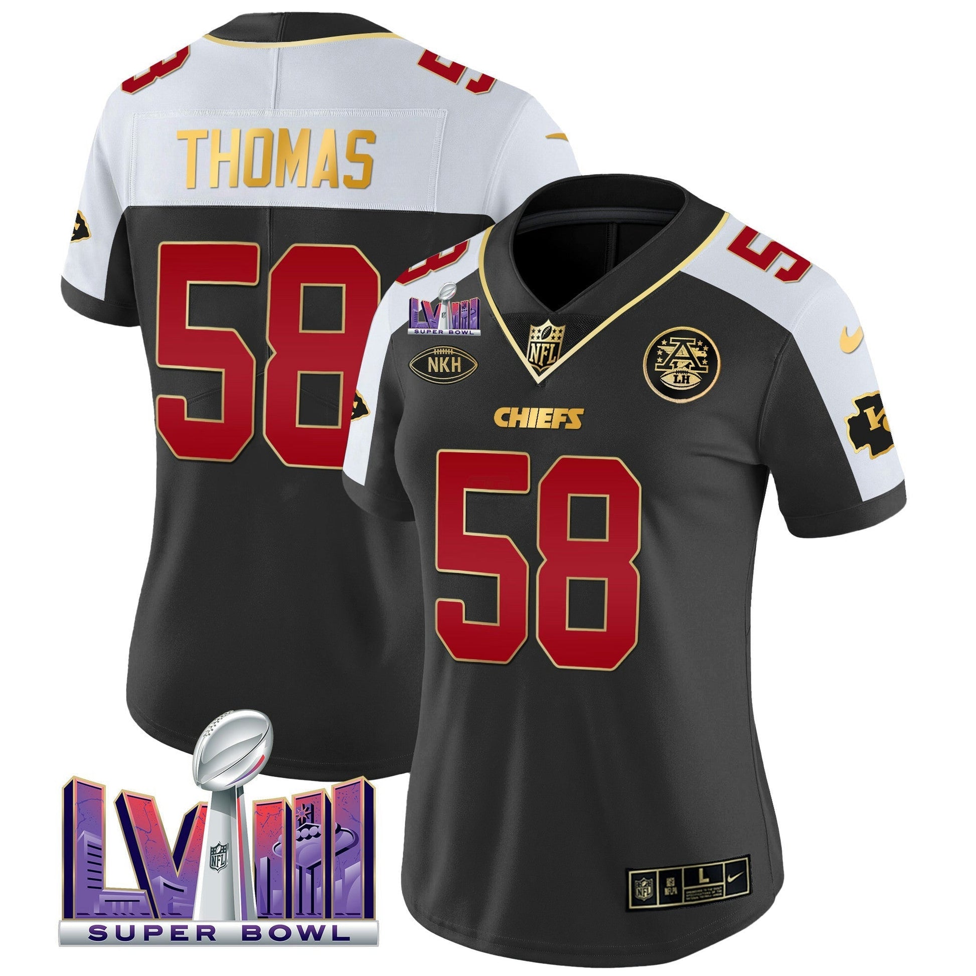 Camisa NFL Kansas City Chiefs Women’s Super Bowl LVIII Patch Vapor Jersey V2