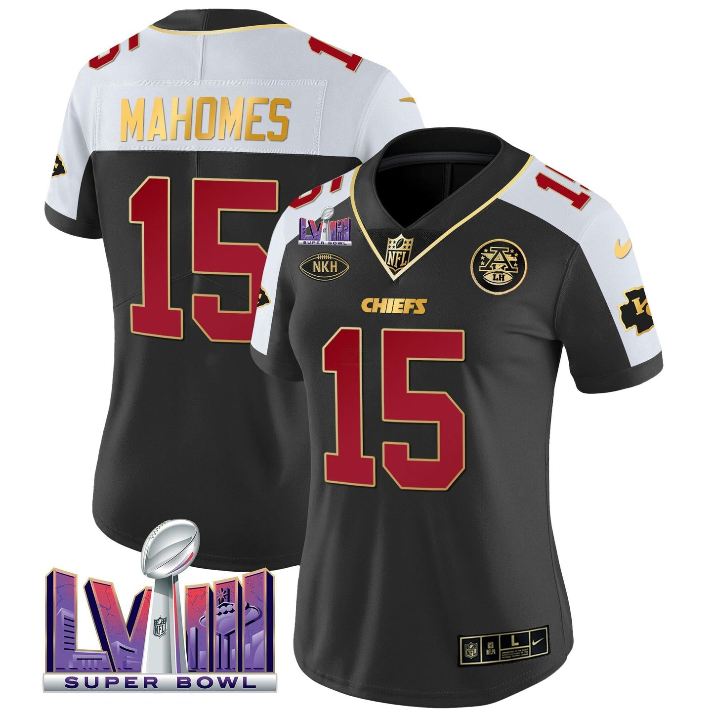 Camisa NFL Kansas City Chiefs Women’s Super Bowl LVIII Patch Vapor Jersey V2