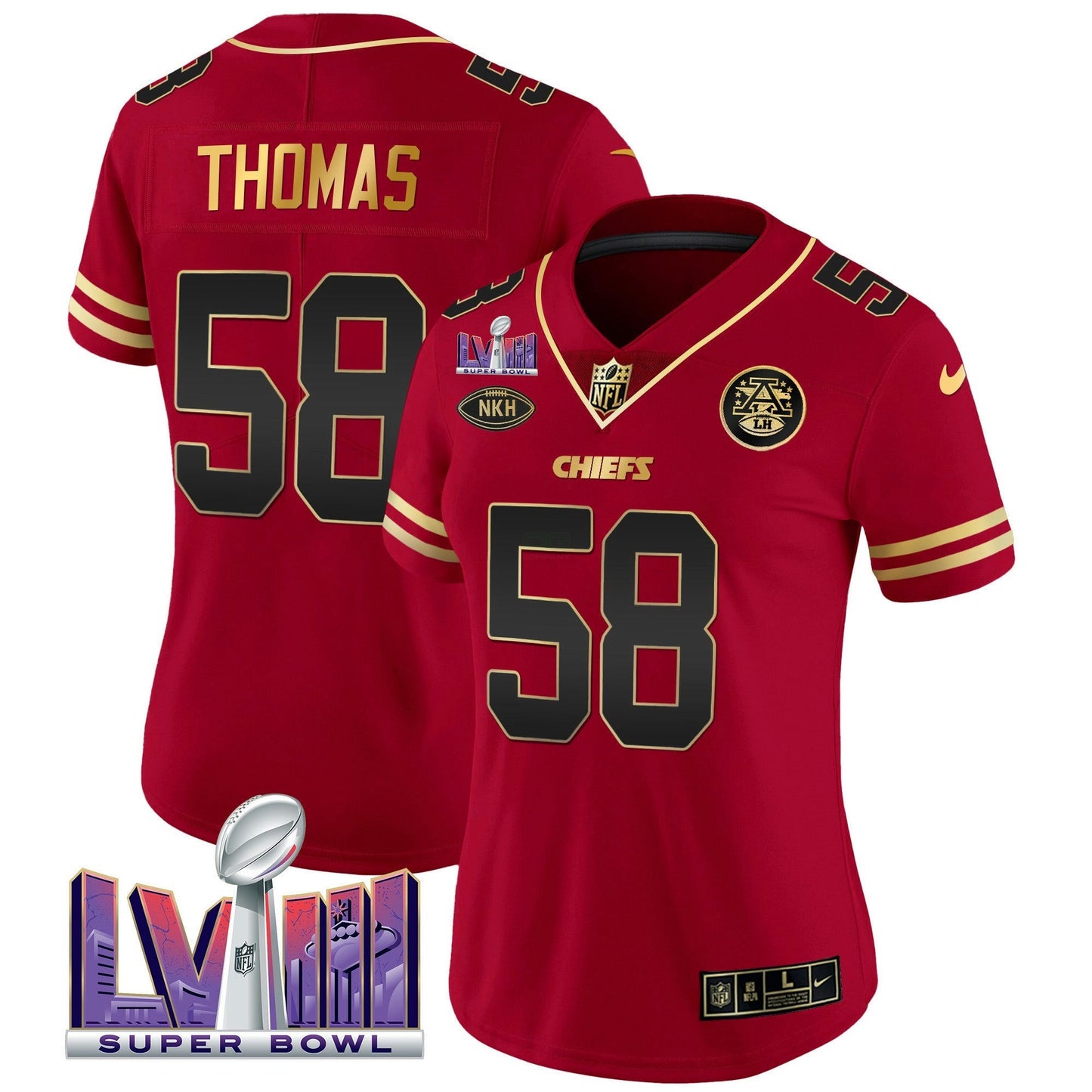 Camisa NFL Kansas City Chiefs Women’s Super Bowl LVIII Patch Vapor Jersey V2