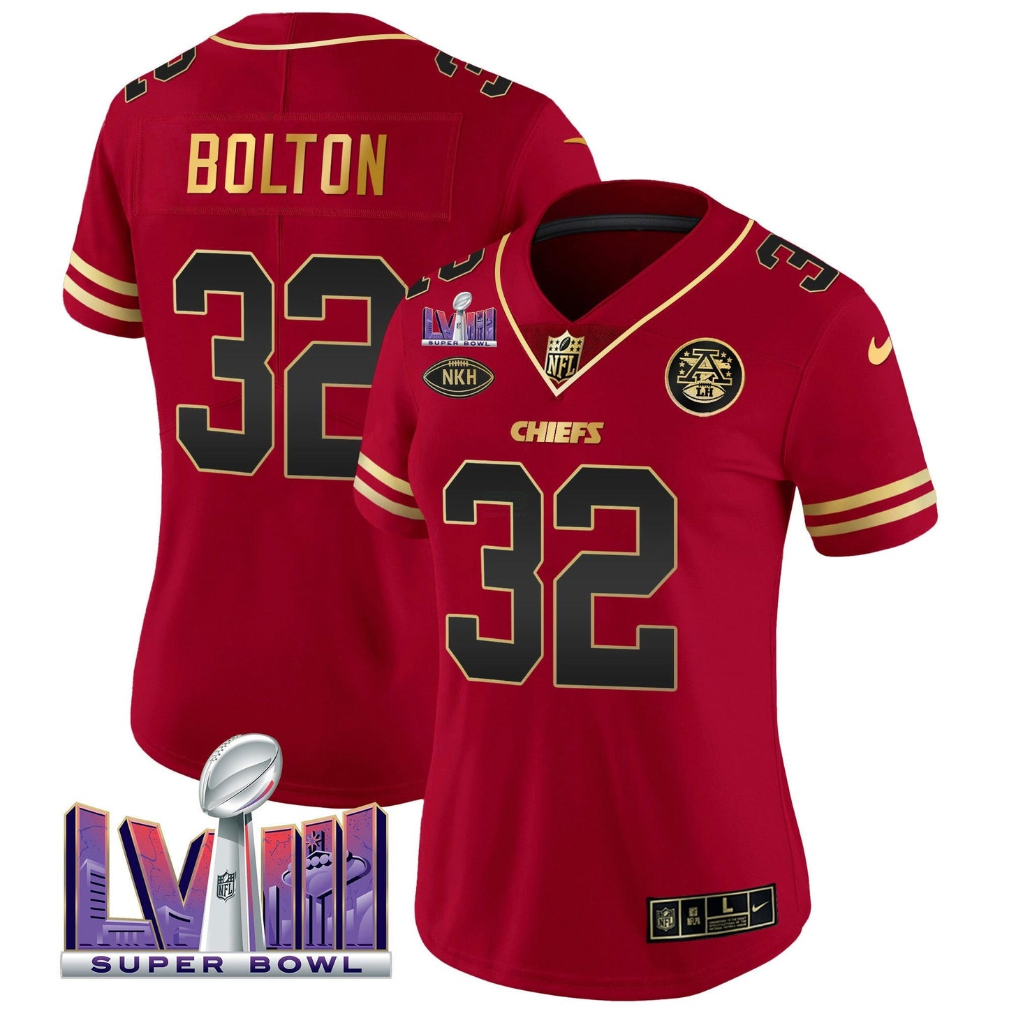 Camisa NFL Kansas City Chiefs Women’s Super Bowl LVIII Patch Vapor Jersey V2