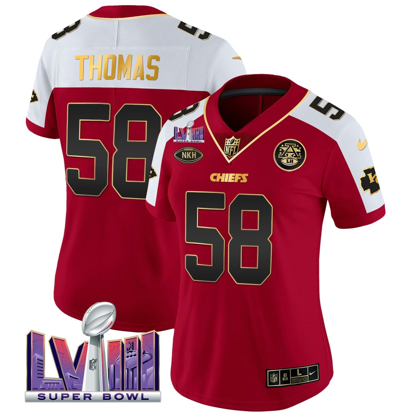 Camisa NFL Kansas City Chiefs Women’s Super Bowl LVIII Patch Vapor Jersey V2