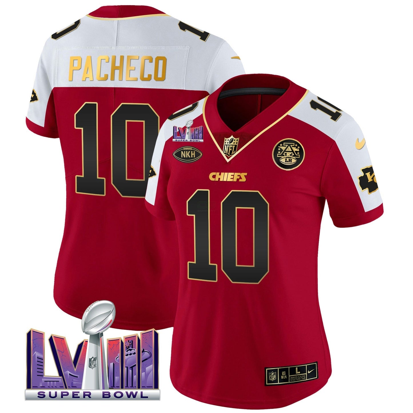 Camisa NFL Kansas City Chiefs Women’s Super Bowl LVIII Patch Vapor Jersey V2