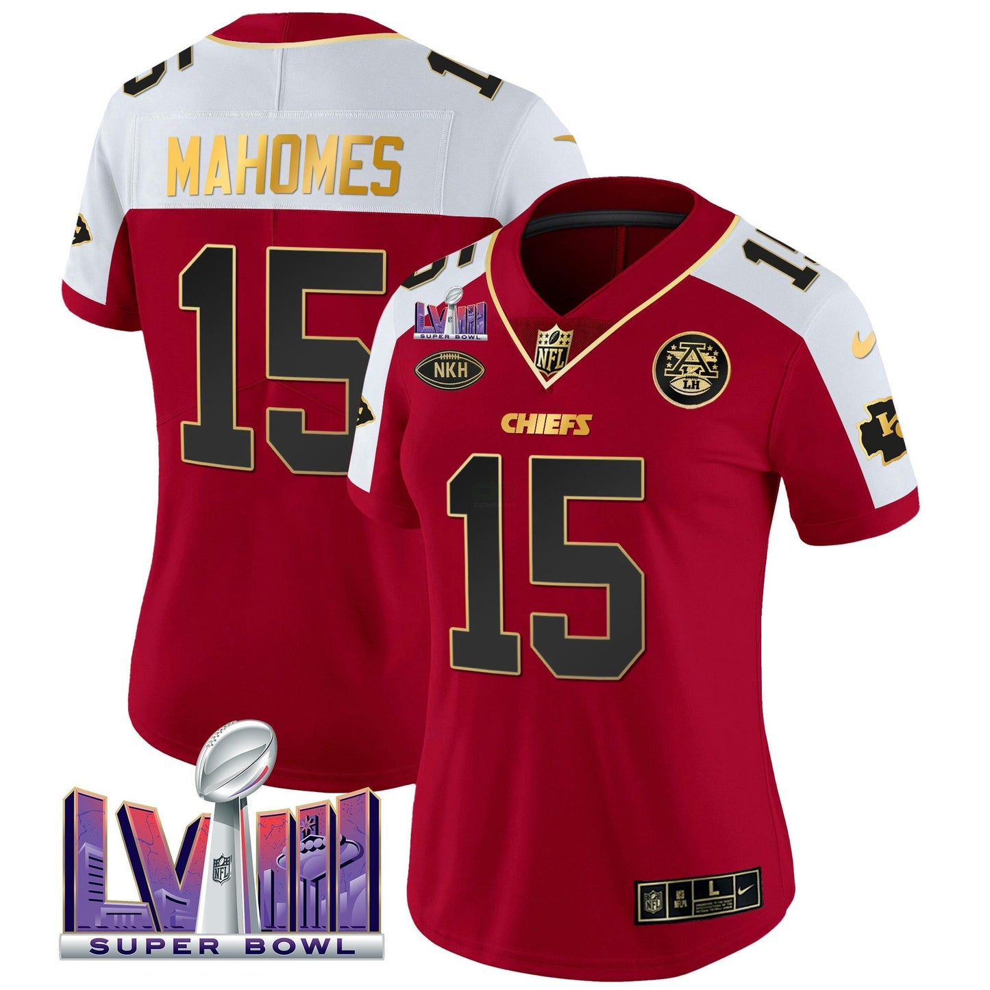 Camisa NFL Kansas City Chiefs Women’s Super Bowl LVIII Patch Vapor Jersey V2