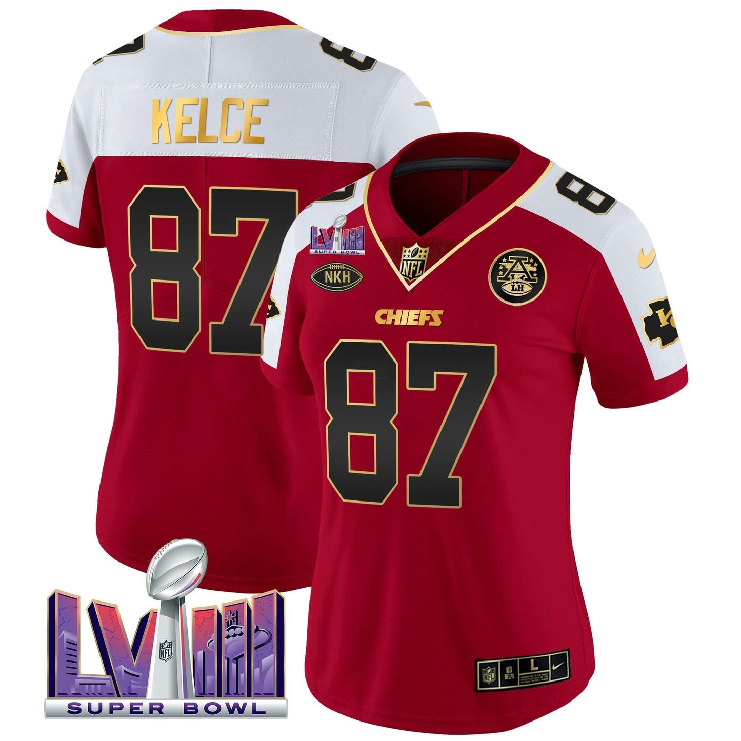 Camisa NFL Kansas City Chiefs Women’s Super Bowl LVIII Patch Vapor Jersey V2