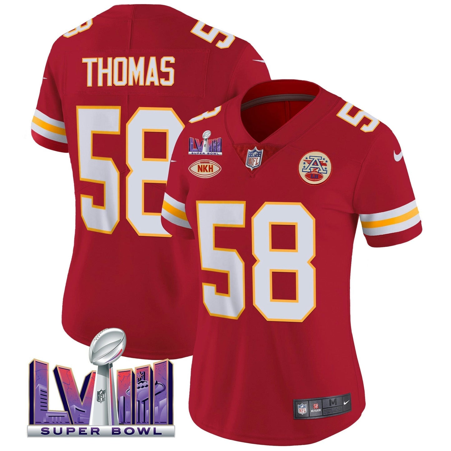 Camisa NFL Kansas City Chiefs Women’s Super Bowl LVIII Patch Vapor Jersey V2