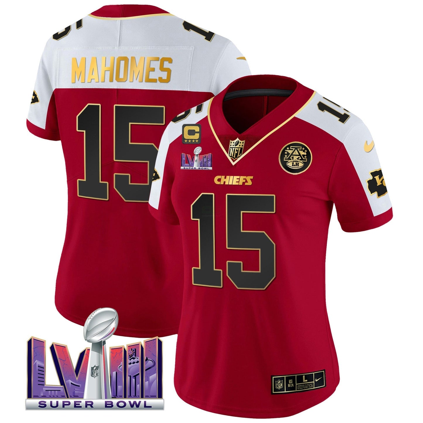 Camisa NFL Kansas City Chiefs Women’s Super Bowl LVIII Patch Vapor Jersey