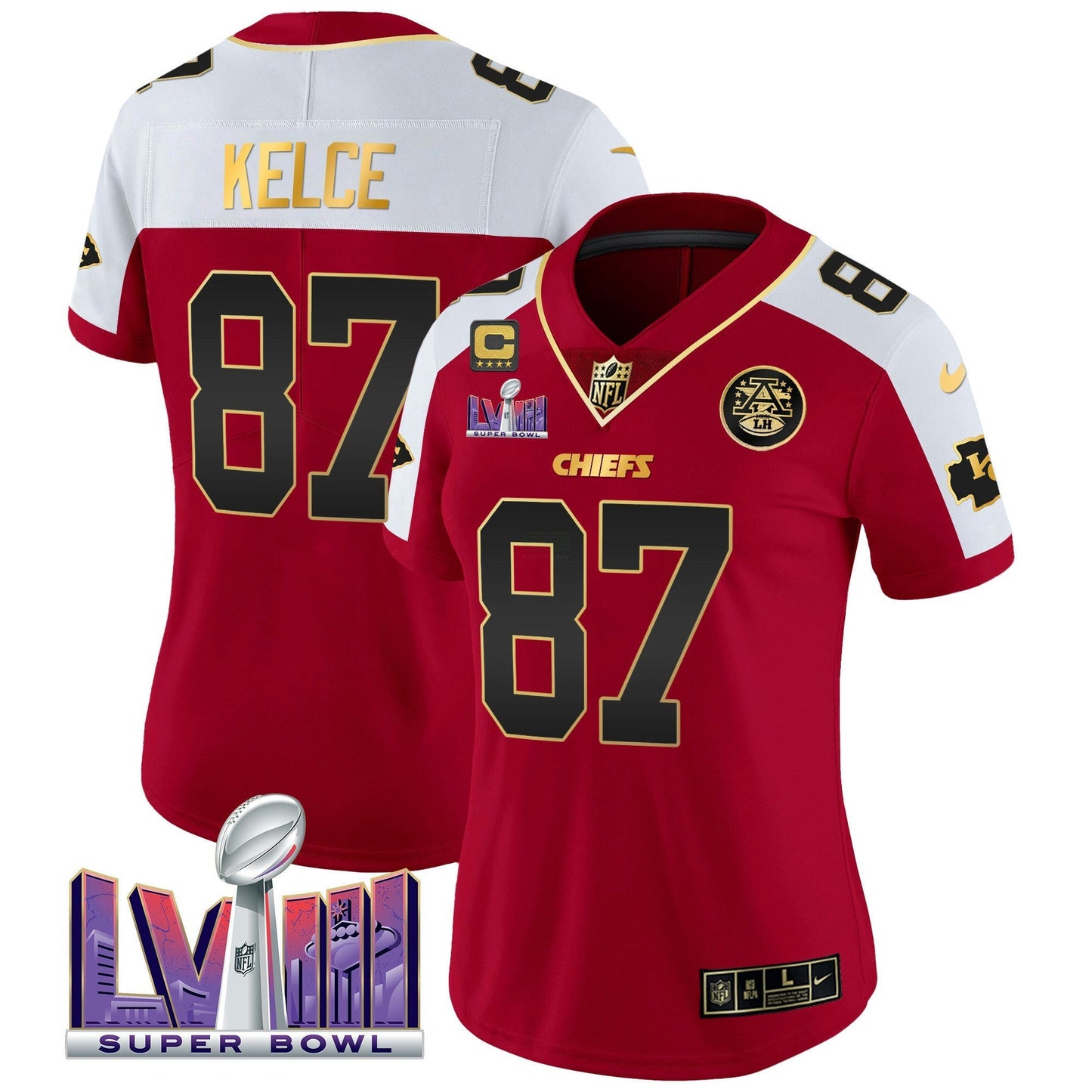 Camisa NFL Kansas City Chiefs Women’s Super Bowl LVIII Patch Vapor Jersey