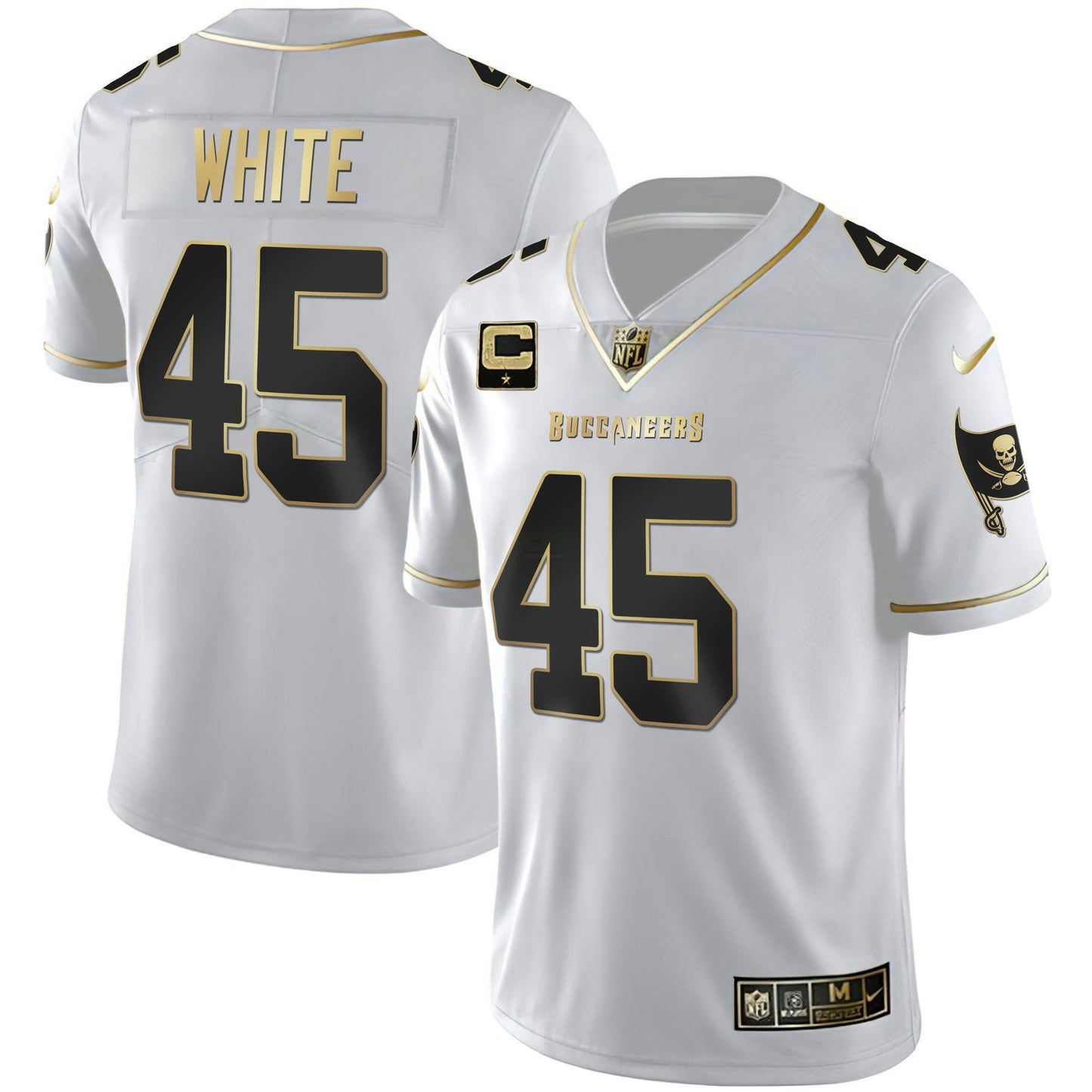 Camisa NFL Women’s Tampa Bay Branca Dourada & Preta Dourada Jersey