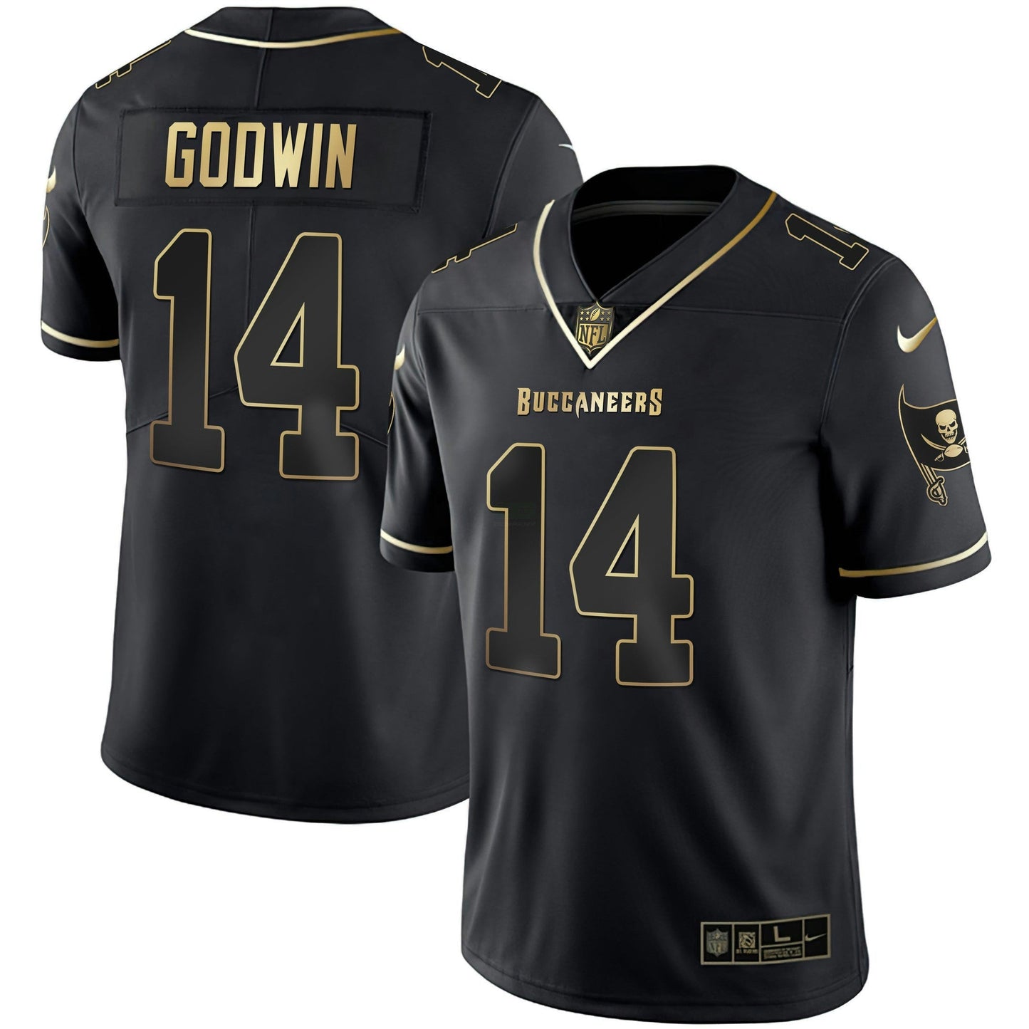 Camisa NFL Women’s Tampa Bay Branca Dourada & Preta Dourada Jersey