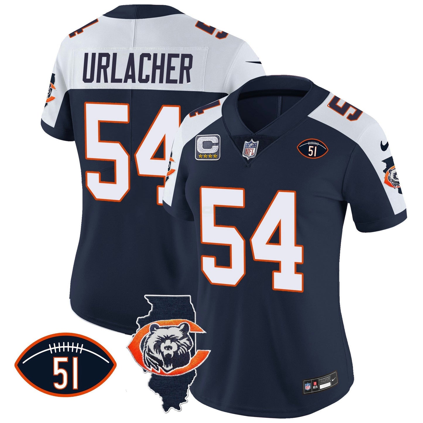 Camisa NFL Women’s Throwback Illinois Patch Vapor Jersey