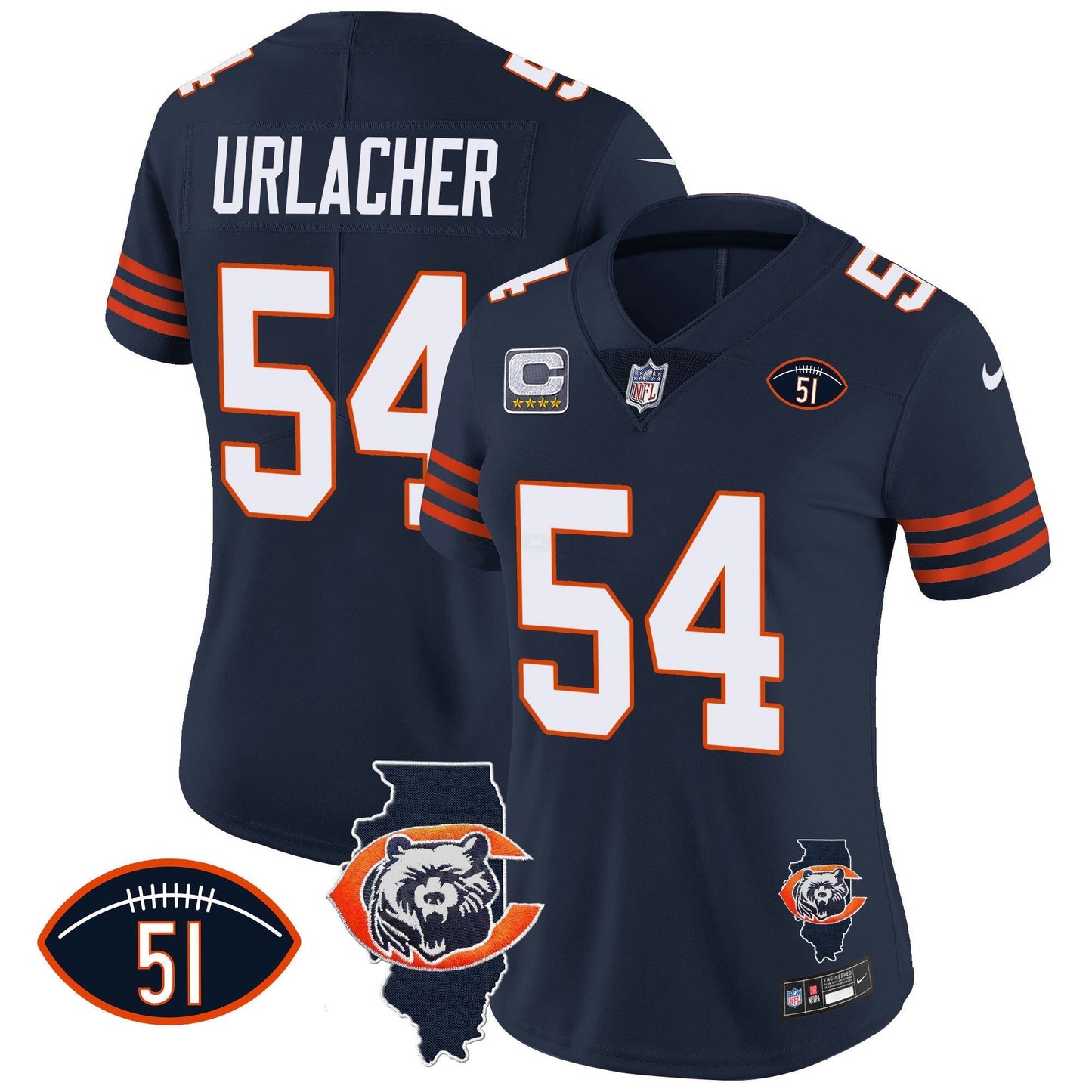 Camisa NFL Women’s Throwback Illinois Patch Vapor Jersey