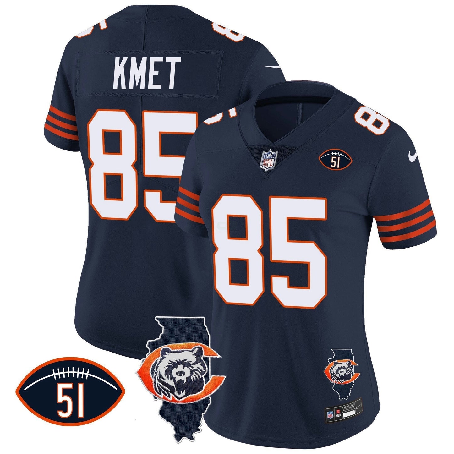 Camisa NFL Women’s Throwback Illinois Patch Vapor Jersey
