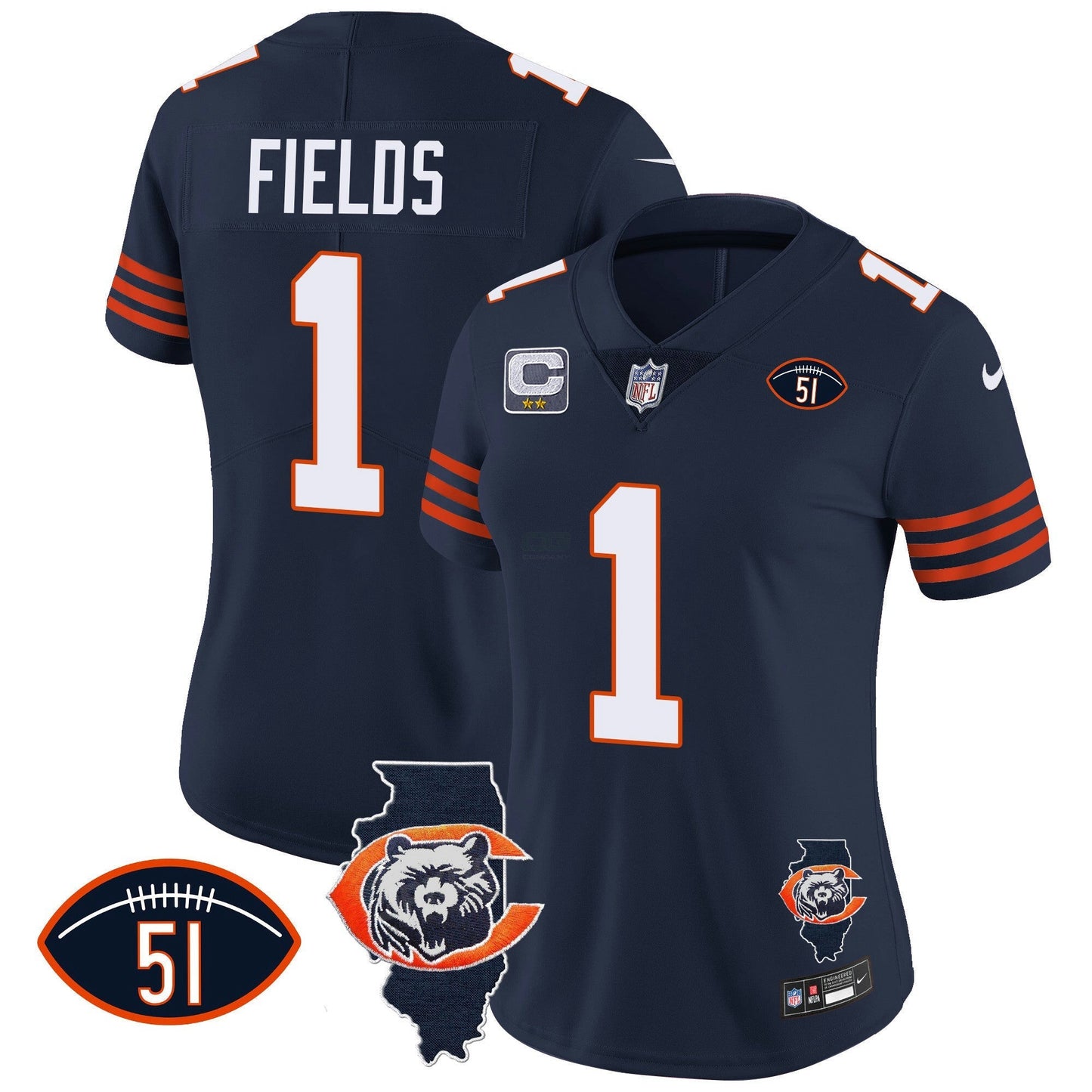 Camisa NFL Women’s Throwback Illinois Patch Vapor Jersey