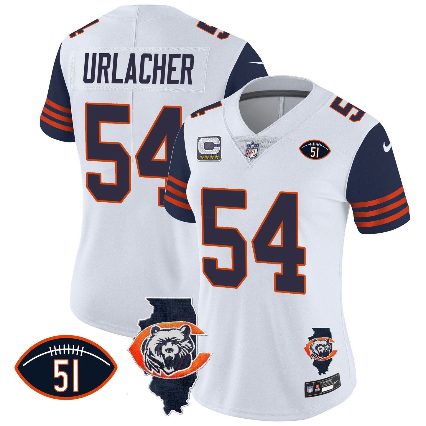 Camisa NFL Women’s Throwback Illinois Patch Vapor Jersey
