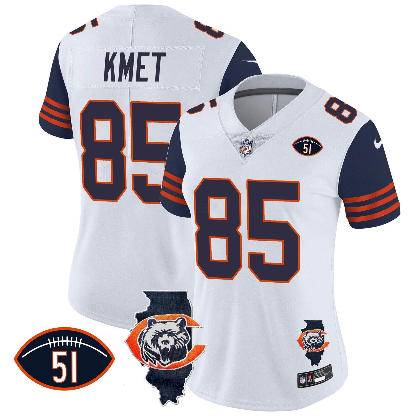 Camisa NFL Women’s Throwback Illinois Patch Vapor Jersey