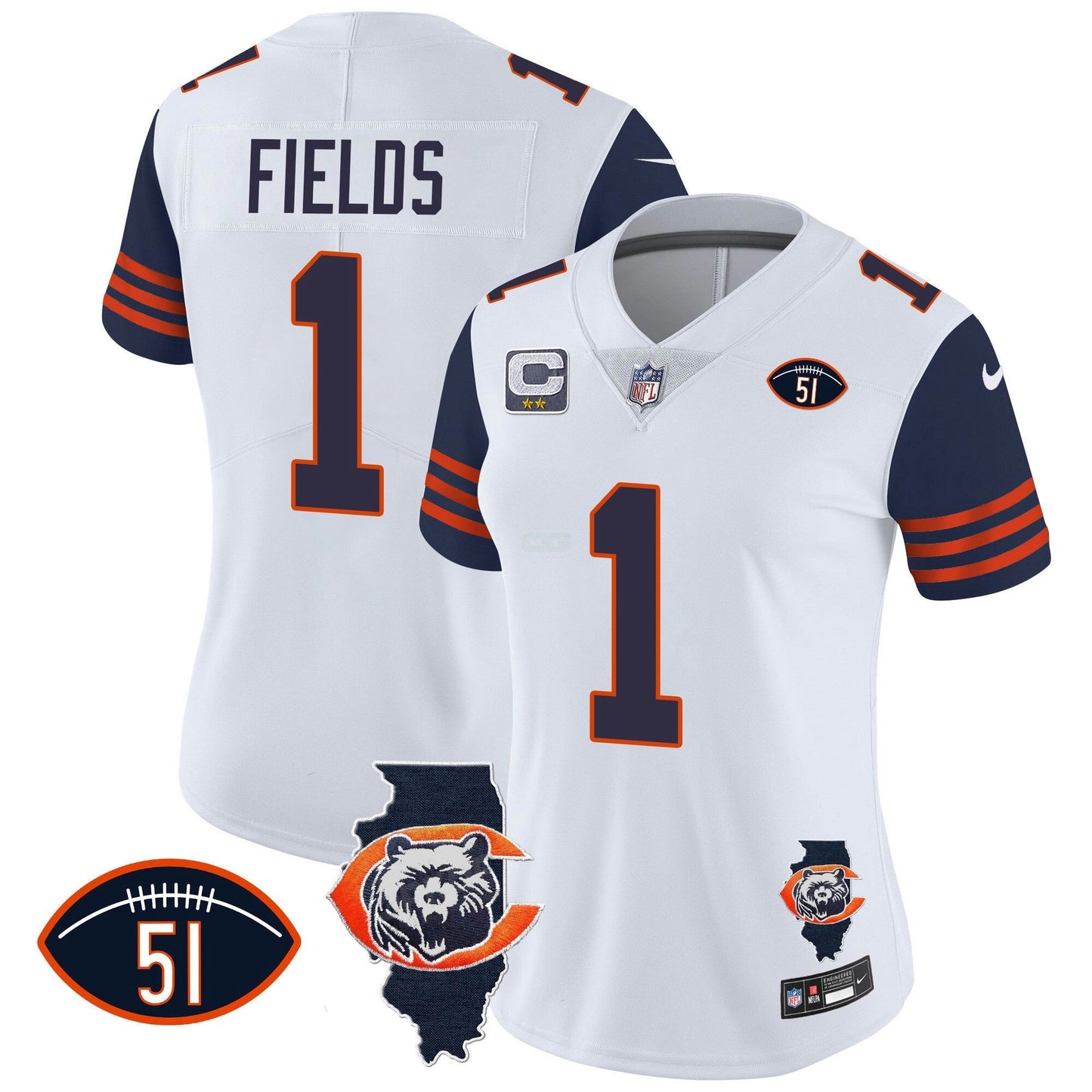 Camisa NFL Women’s Throwback Illinois Patch Vapor Jersey