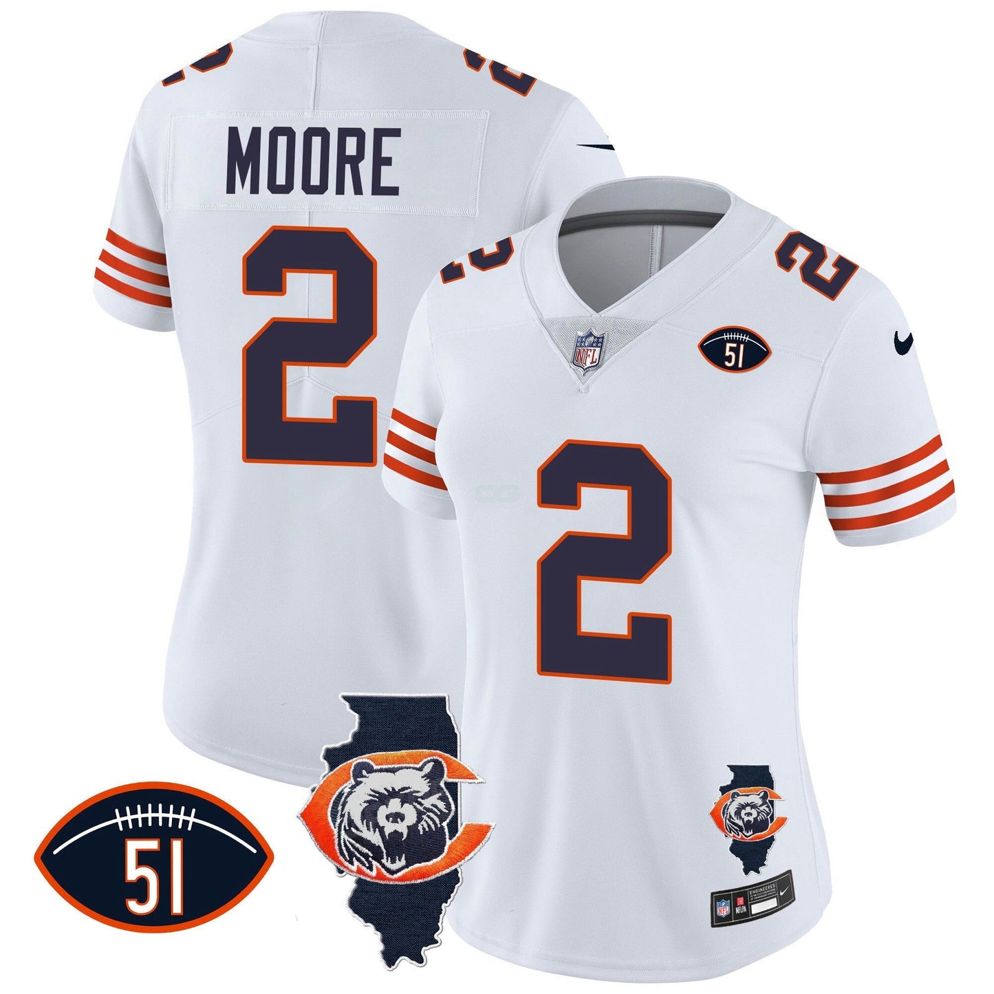 Camisa NFL Women’s Throwback Illinois Patch Vapor Jersey