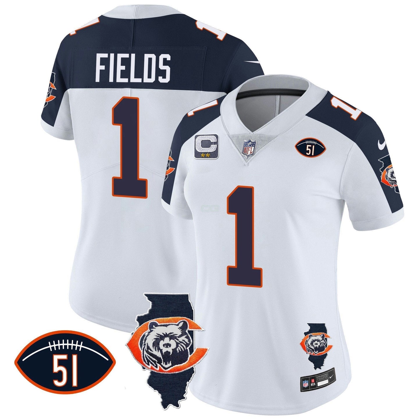 Camisa NFL Women’s Throwback Illinois Patch Vapor Jersey