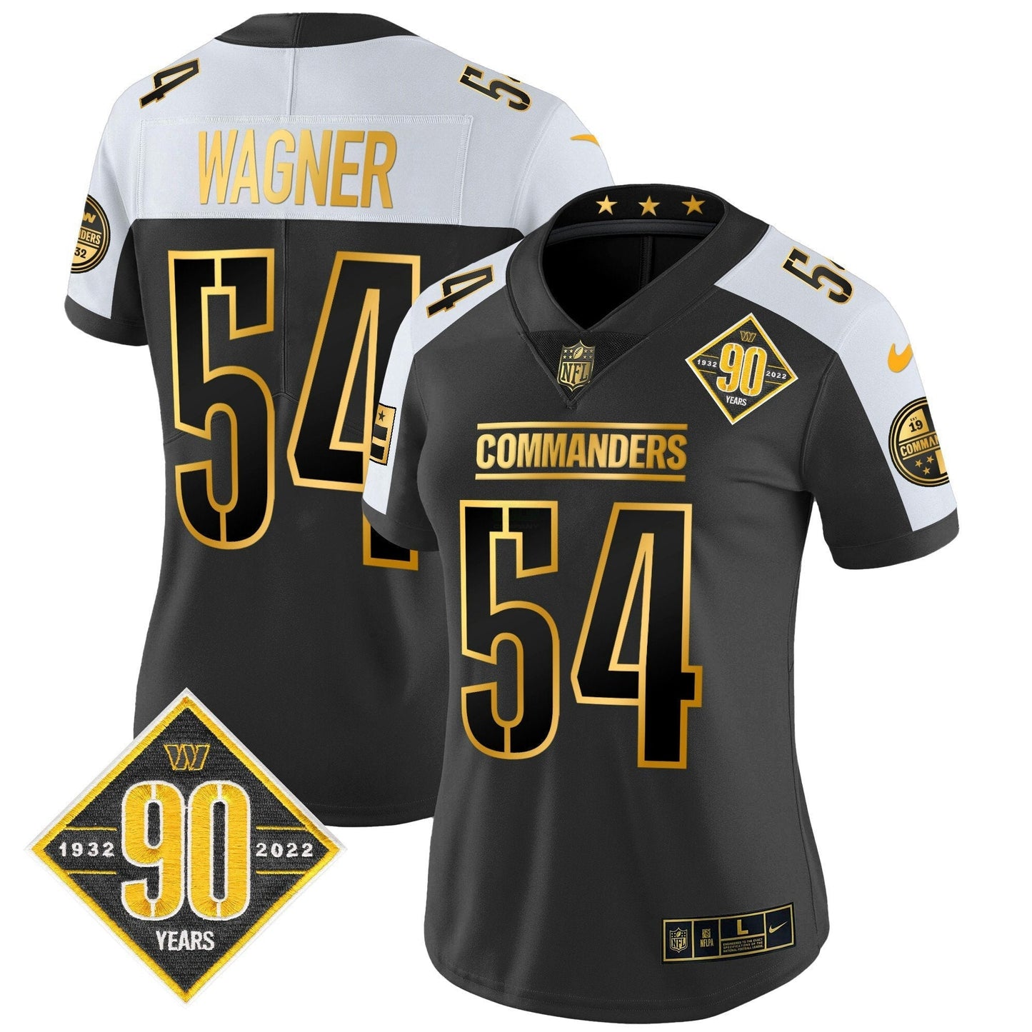 Camisa NFL Women’s Washington 90th Anniversary Patch Dourada Vapor Limited Jersey
