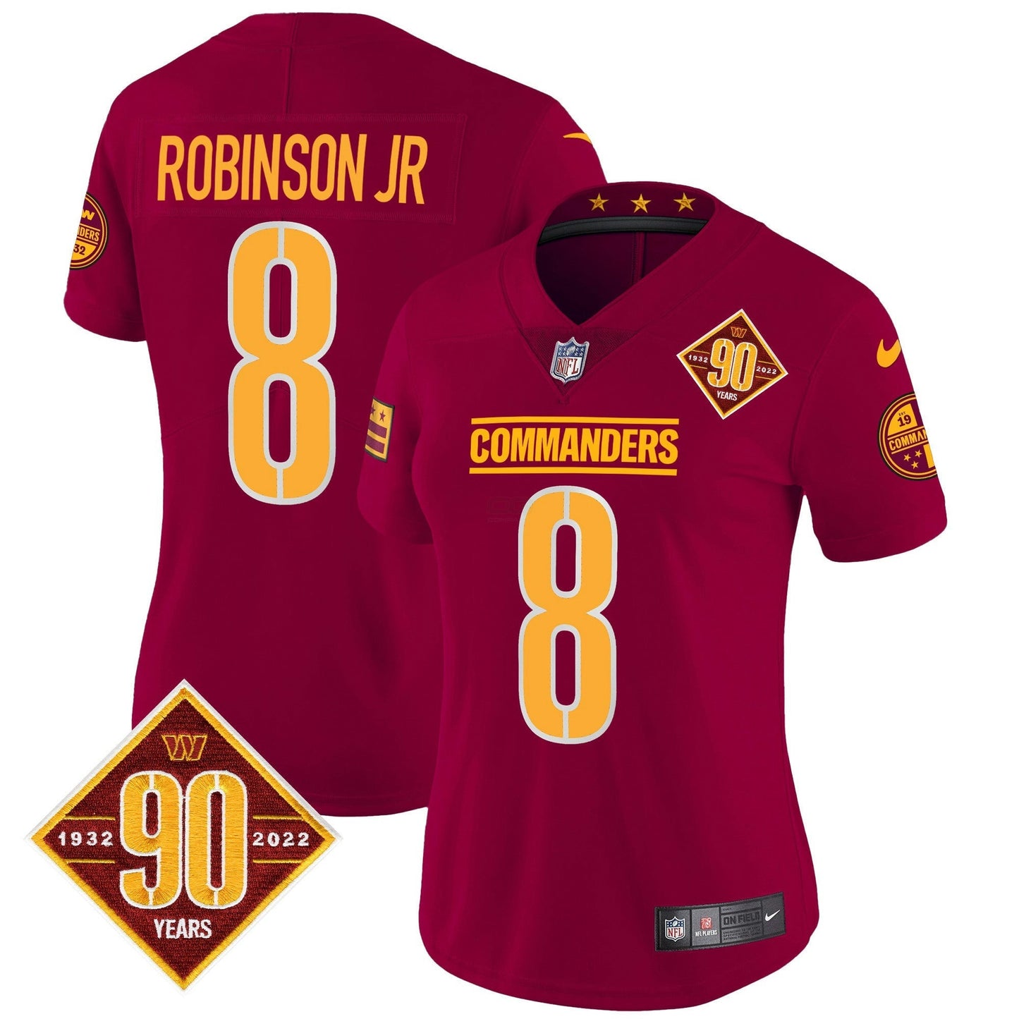 Camisa NFL Women’s Washington 90th Anniversary Patch Vapor Jersey