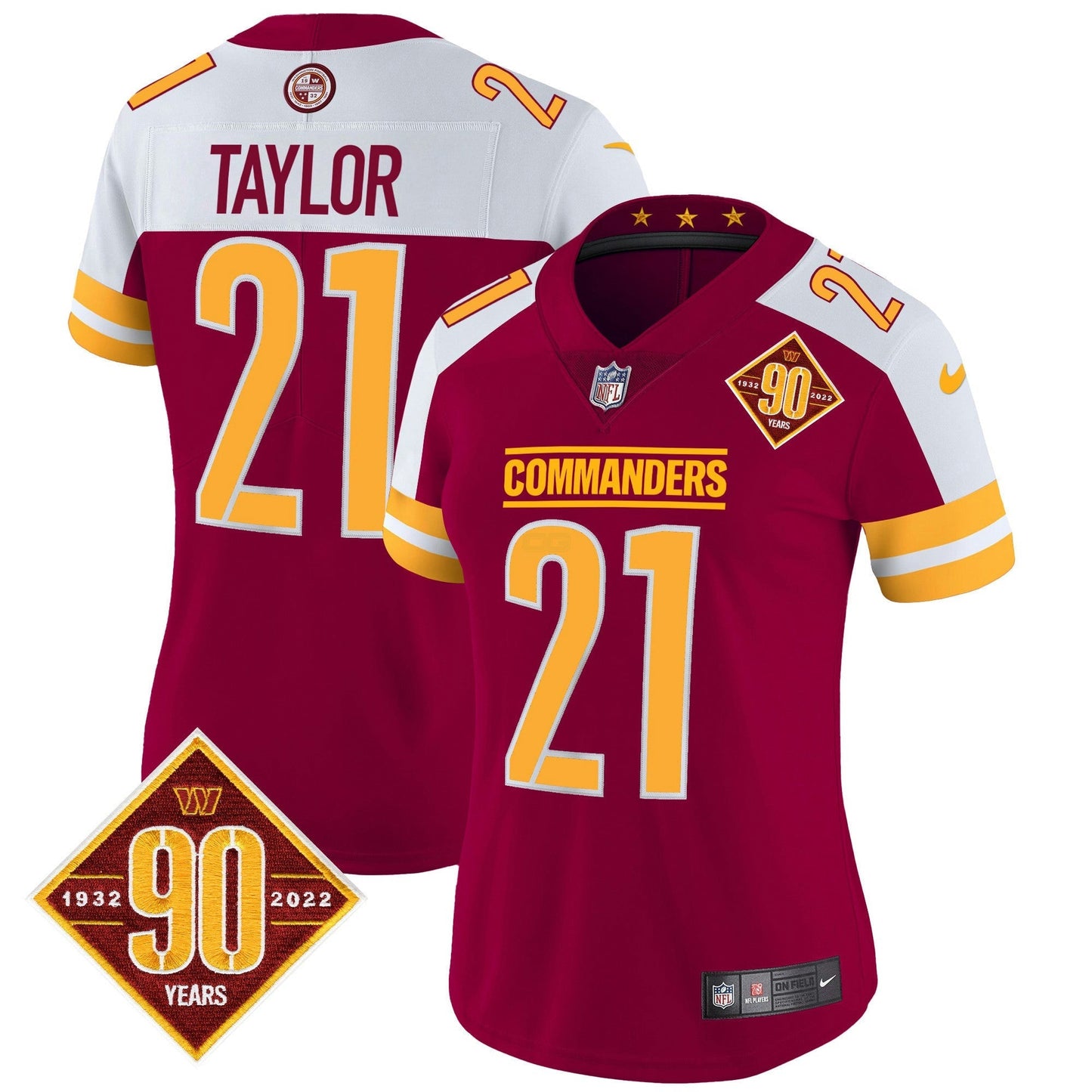 Camisa NFL Women’s Washington 90th Anniversary Patch Vapor Jersey V2