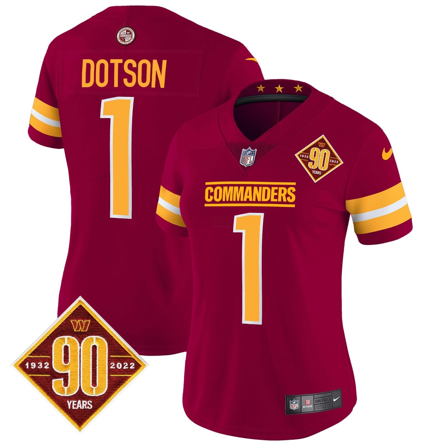 Camisa NFL Women’s Washington 90th Anniversary Patch Vapor Jersey V2